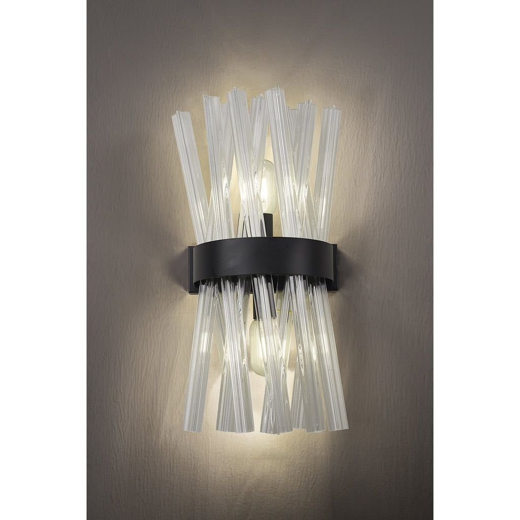 NL88129 Clover 2 Light Wall Light Matt Black Clear