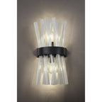 NL88129 Clover 2 Light Wall Light Matt Black Clear