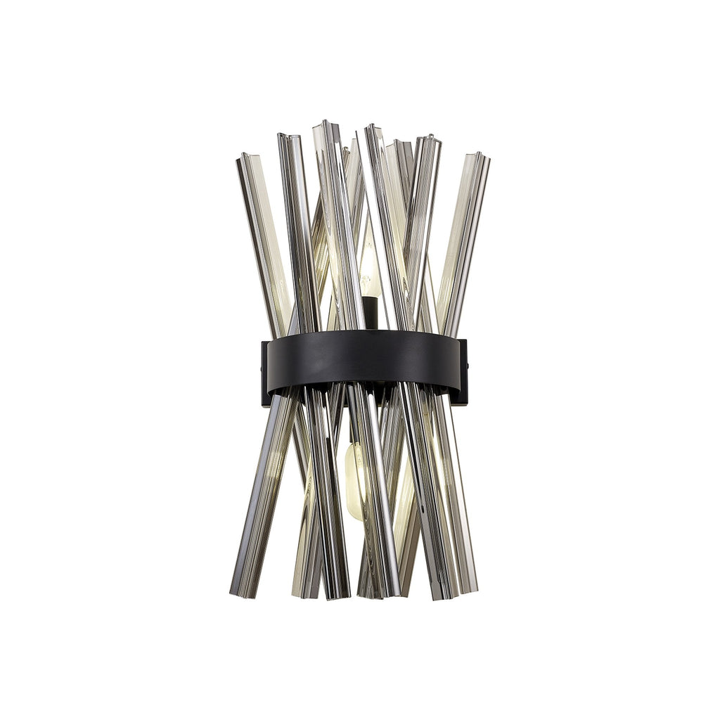NL88139 Clover 2 Light Wall Light Matt Black Smoked