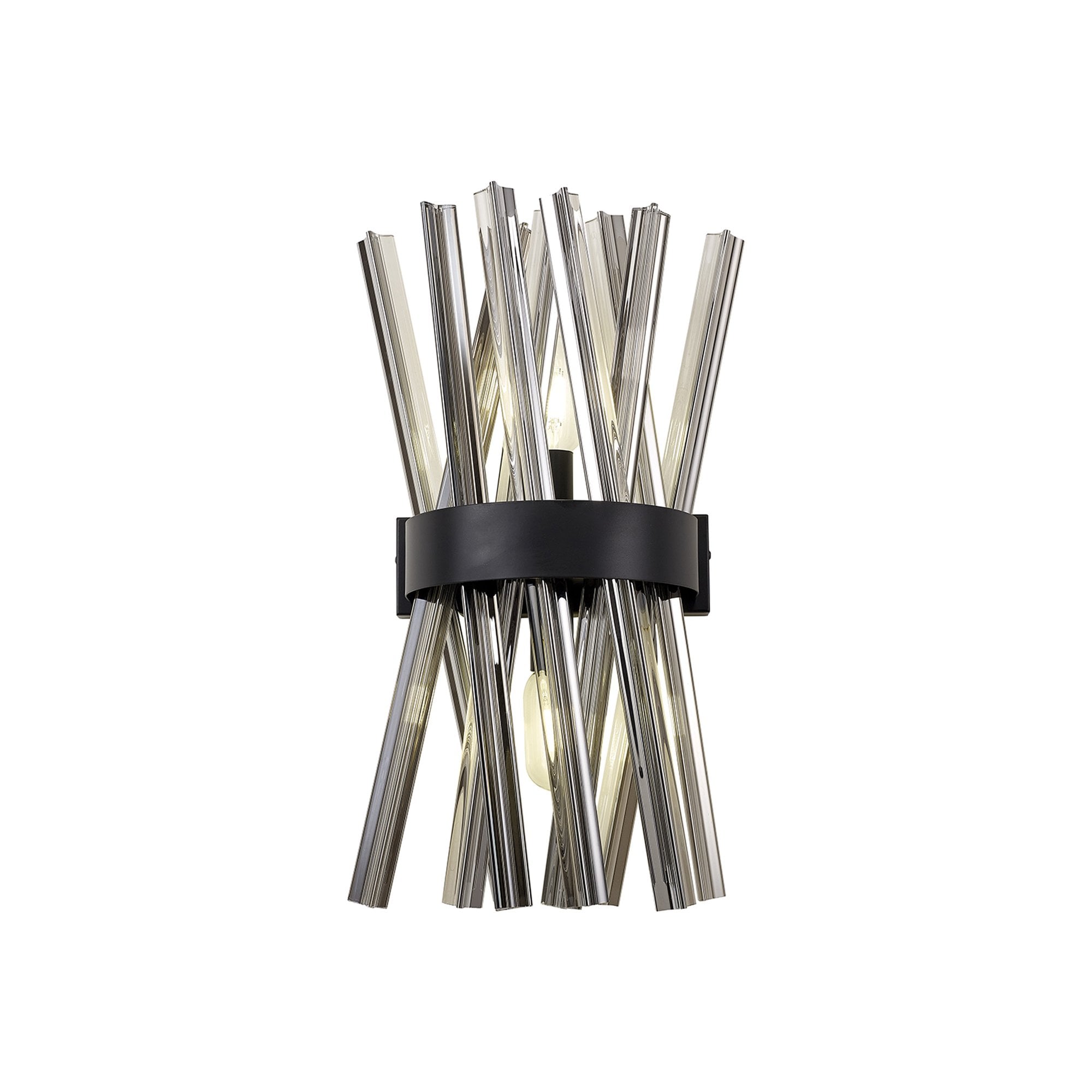 NL88139 Clover 2 Light Wall Light Matt Black Smoked