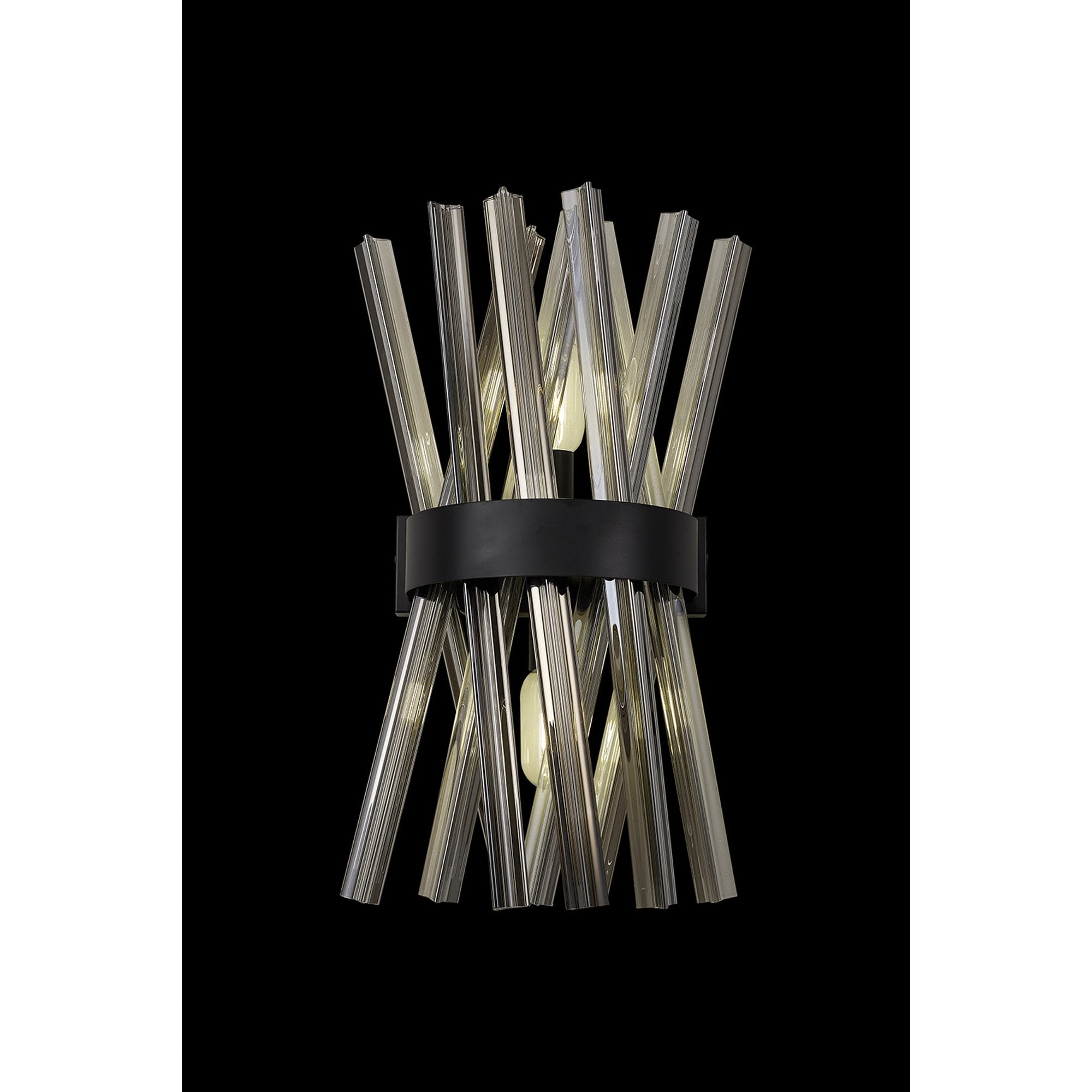 NL88139 Clover 2 Light Wall Light Matt Black Smoked