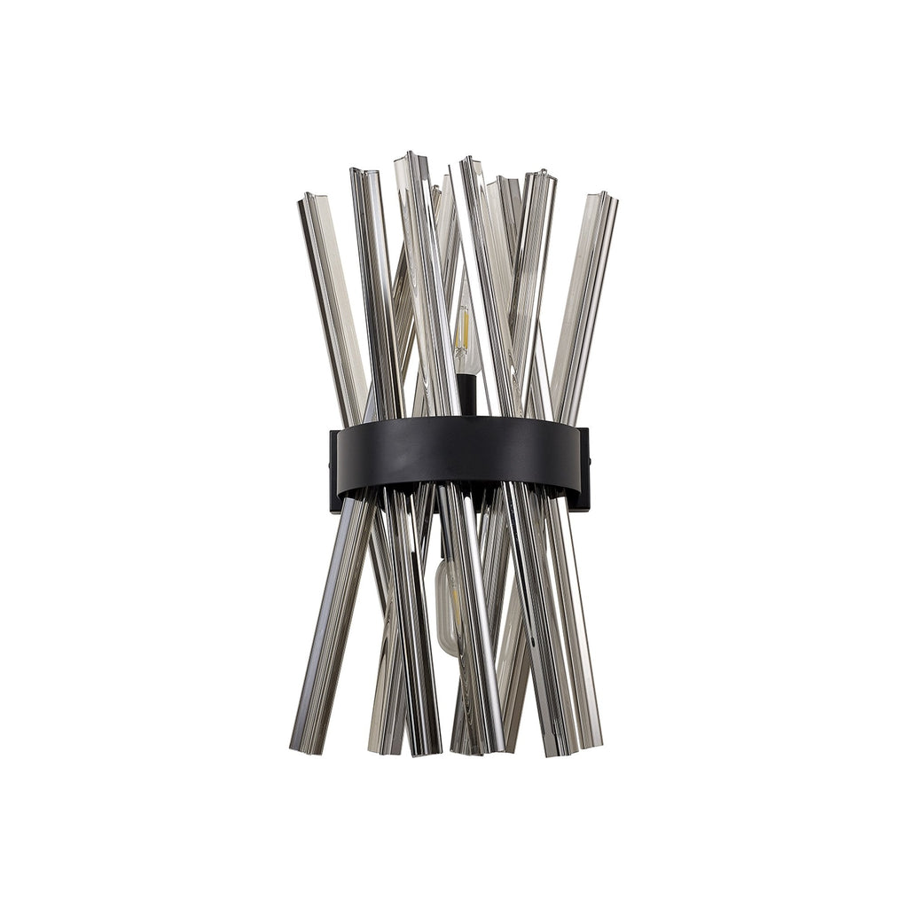NL88139 Clover 2 Light Wall Light Matt Black Smoked