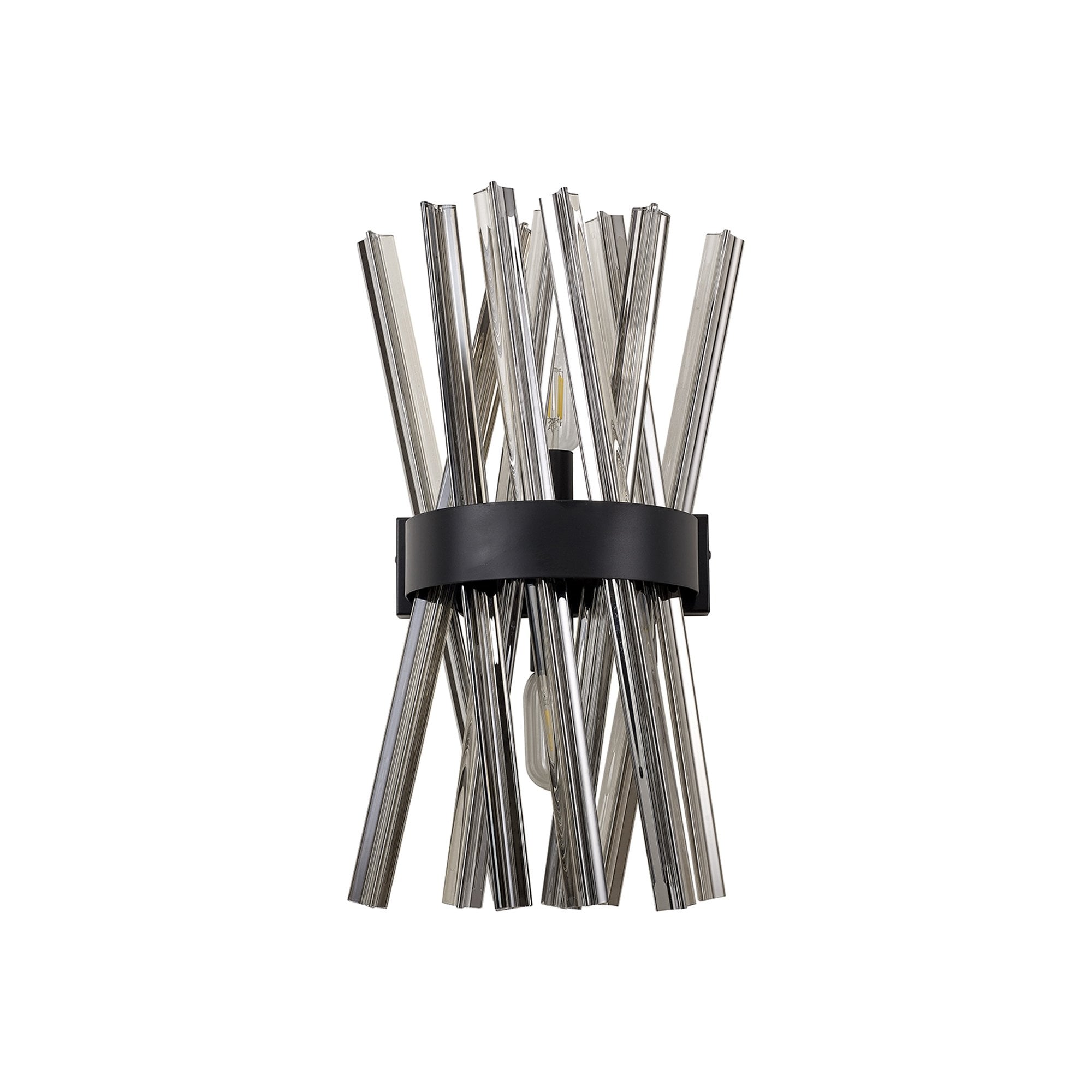 NL88139 Clover 2 Light Wall Light Matt Black Smoked