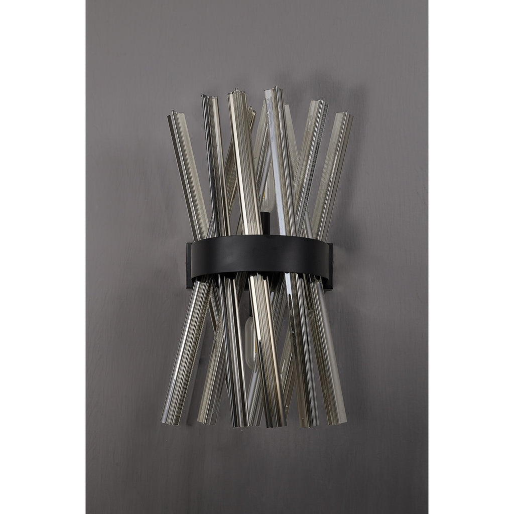 NL88139 Clover 2 Light Wall Light Matt Black Smoked