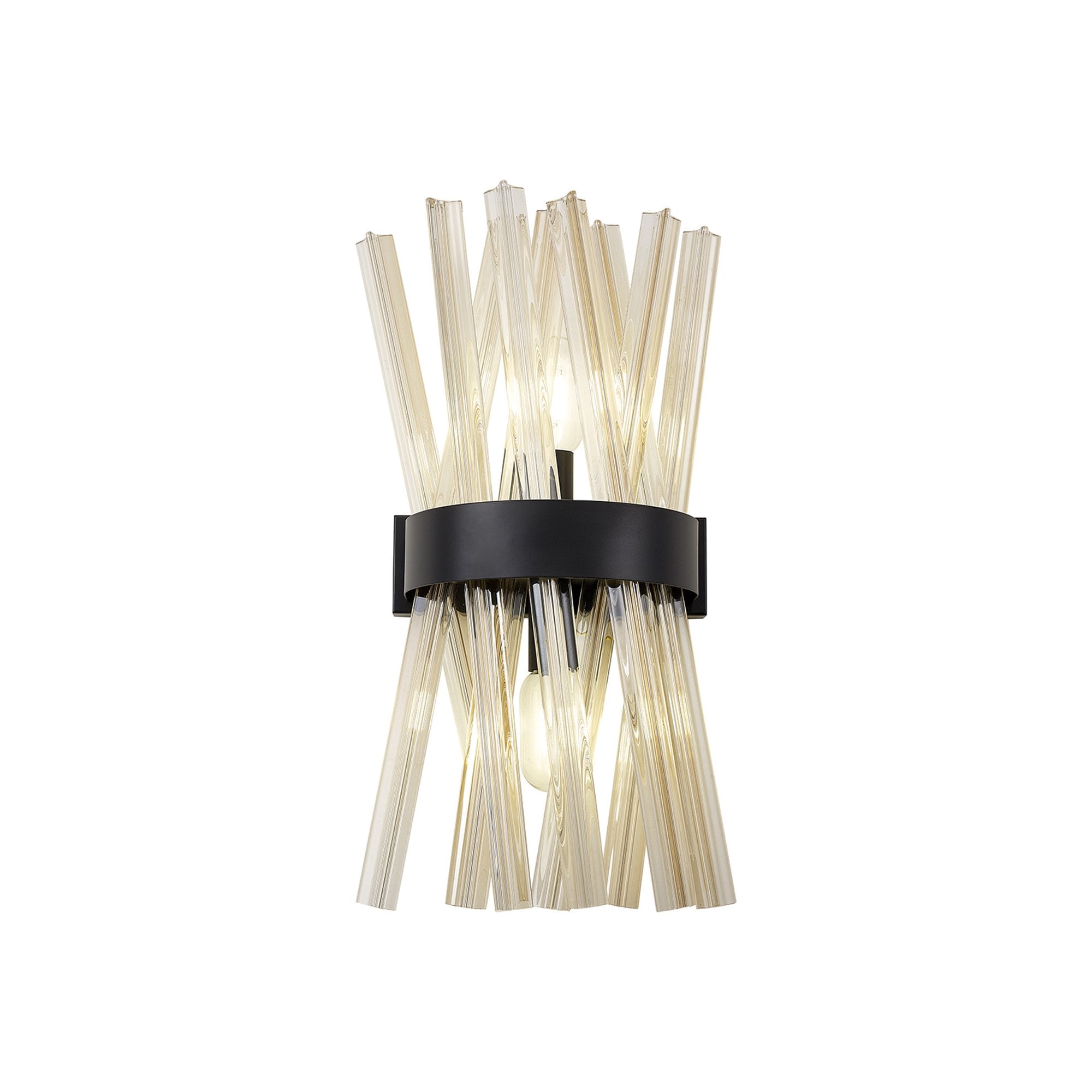 NL88149 Clover 2 Light Wall Light Matt Black Champagne Gold