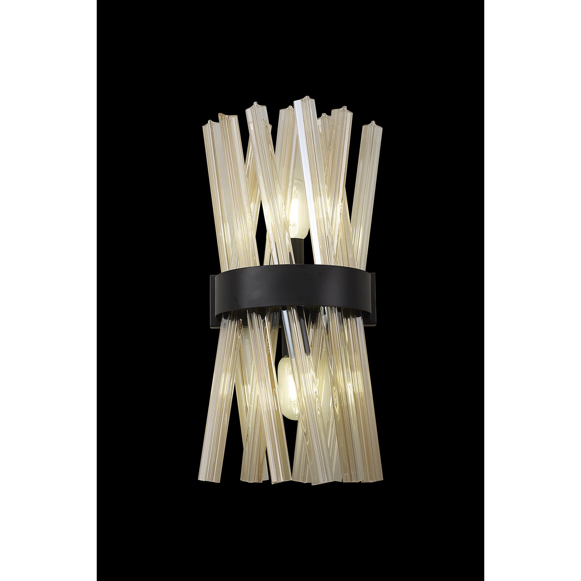 NL88149 Clover 2 Light Wall Light Matt Black Champagne Gold