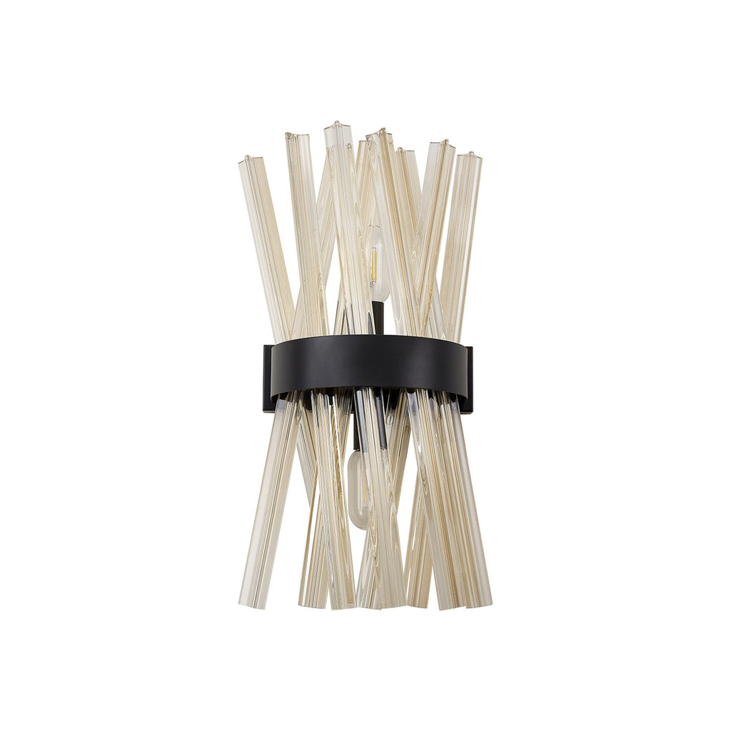 NL88149 Clover 2 Light Wall Light Matt Black Champagne Gold