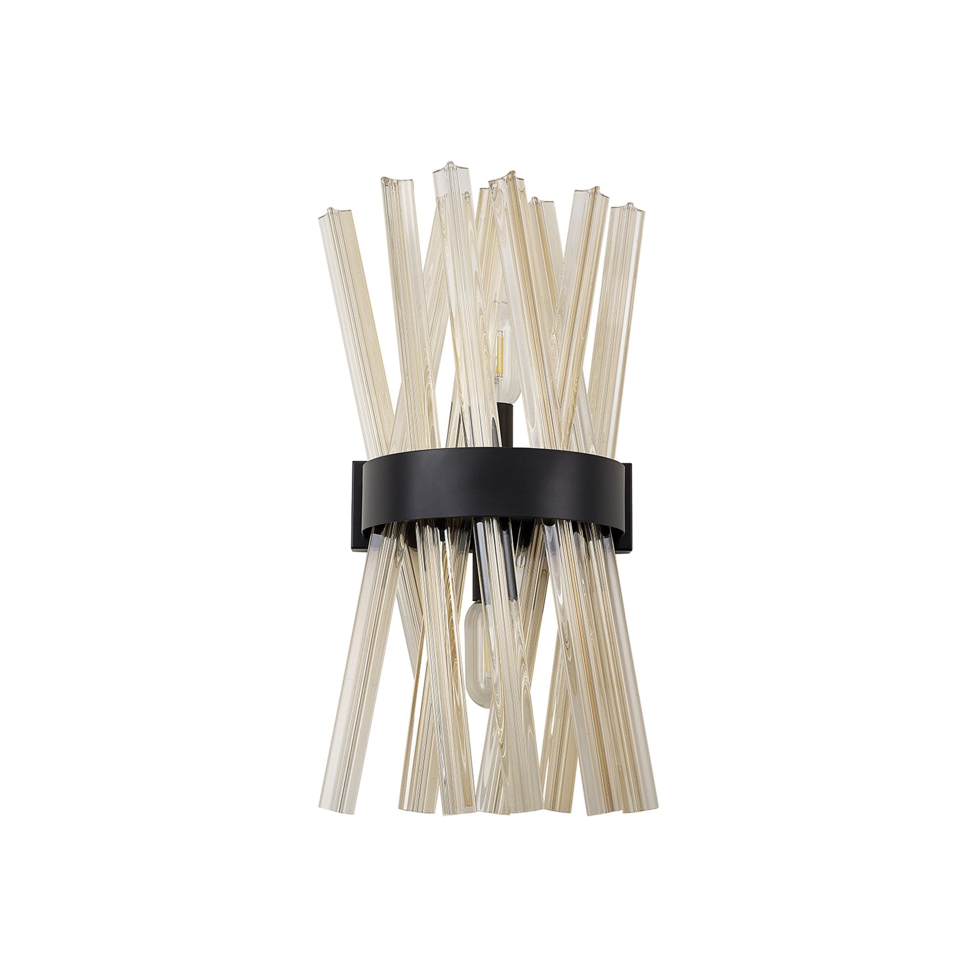 NL88149 Clover 2 Light Wall Light Matt Black Champagne Gold