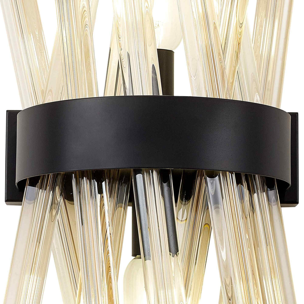 NL88149 Clover 2 Light Wall Light Matt Black Champagne Gold