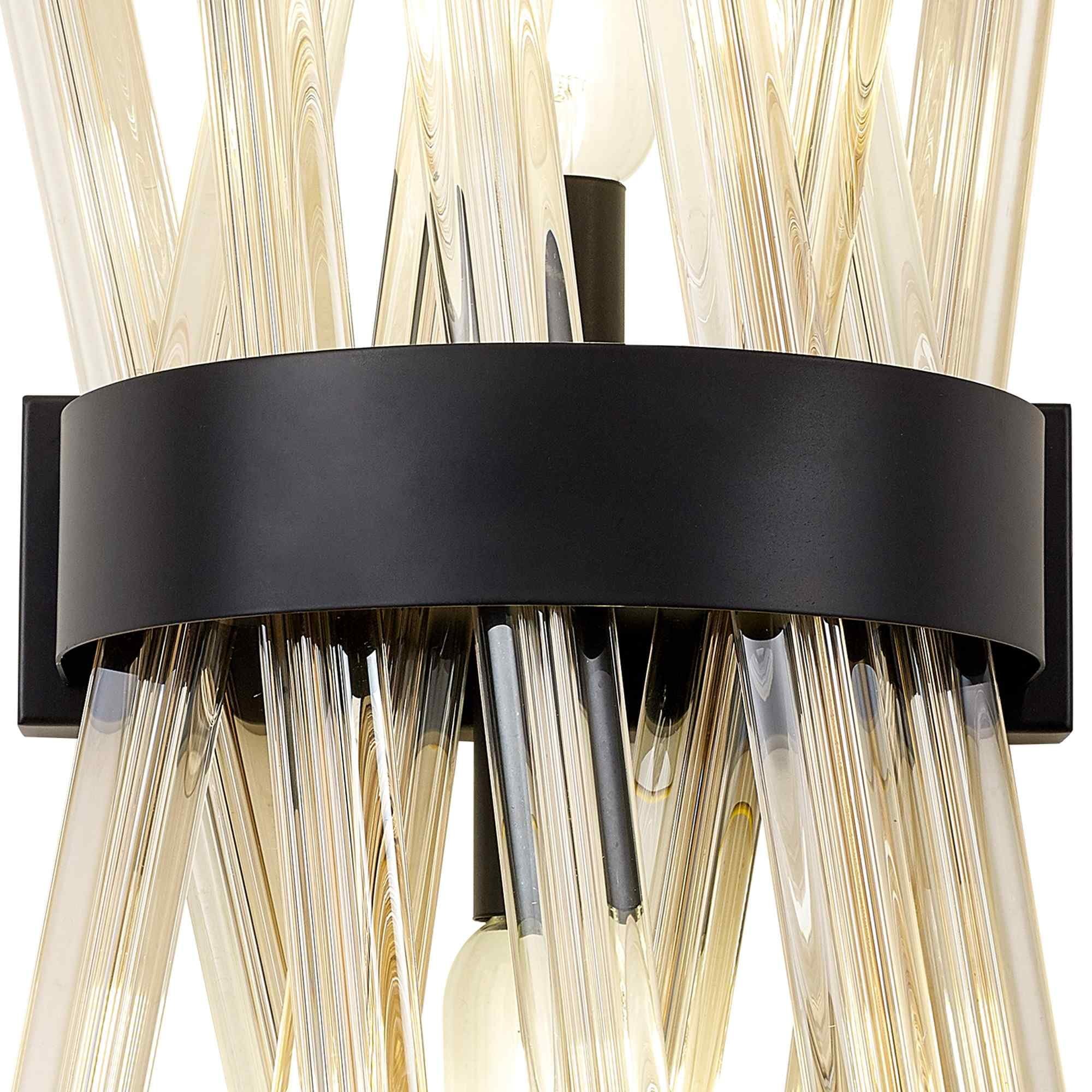 NL88149 Clover 2 Light Wall Light Matt Black Champagne Gold
