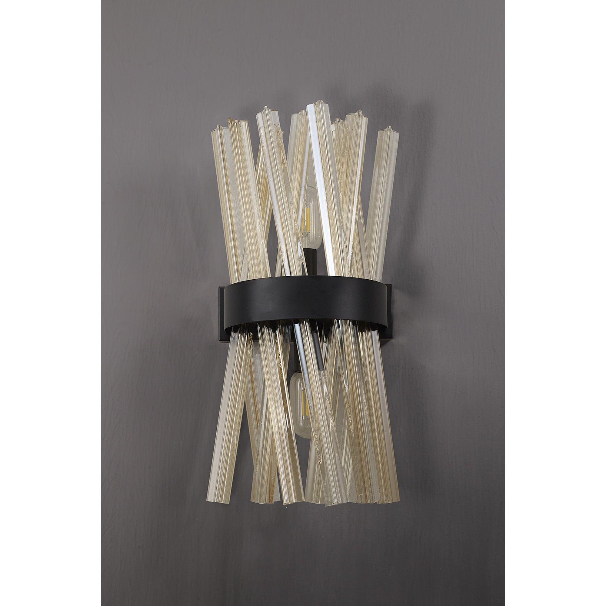 NL88149 Clover 2 Light Wall Light Matt Black Champagne Gold