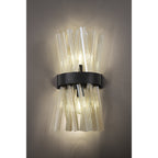 NL88149 Clover 2 Light Wall Light Matt Black Champagne Gold