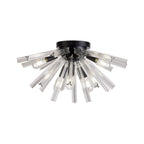 NL88159 Clover 6 Light Ceiling Light Matt Black Clear