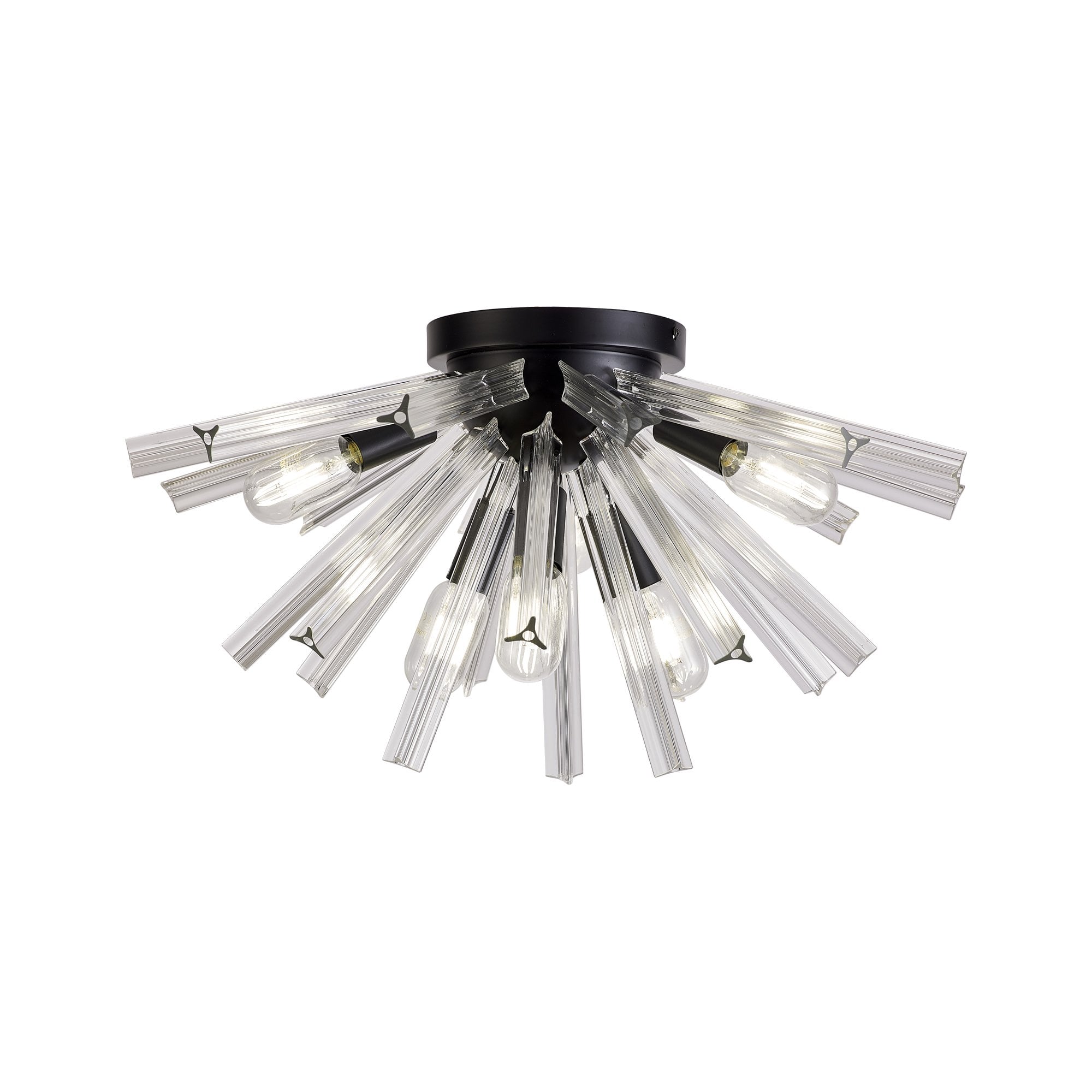 NL88159 Clover 6 Light Ceiling Light Matt Black Clear