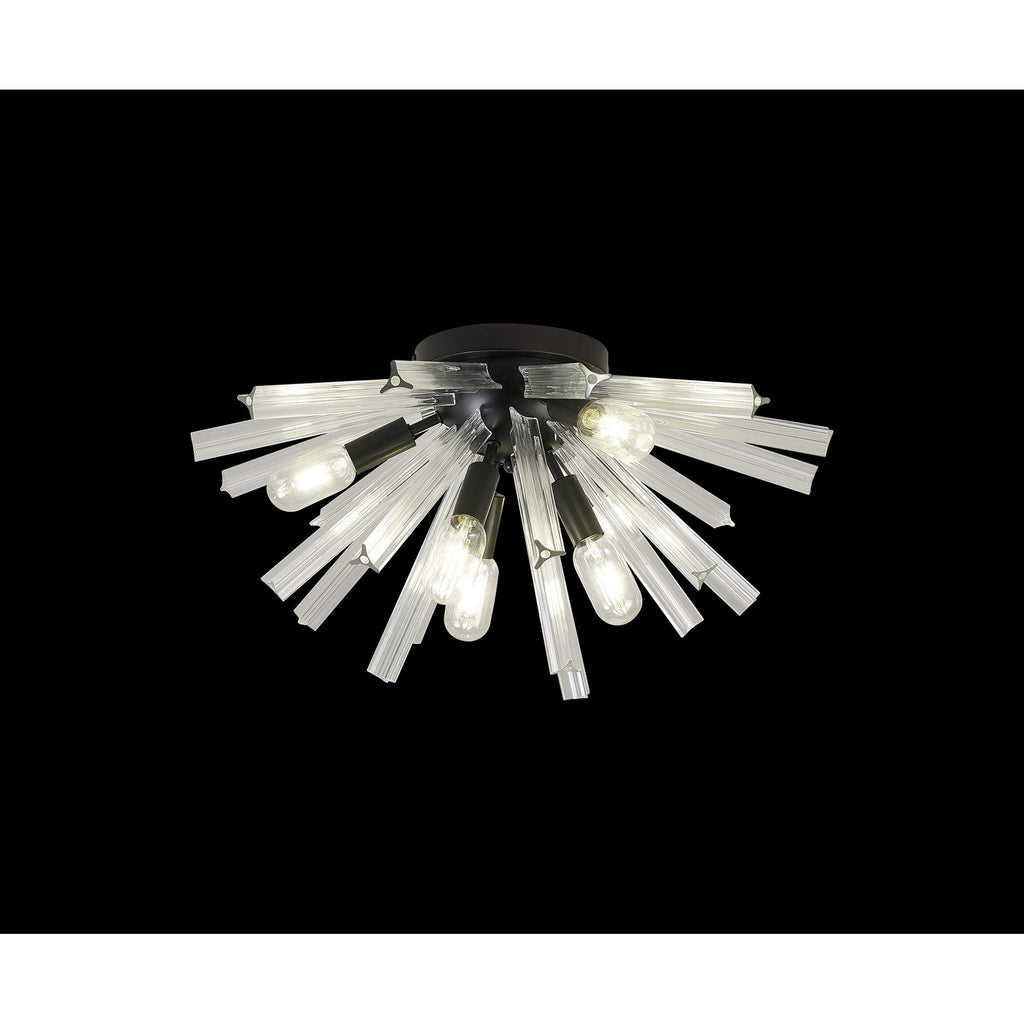 NL88159 Clover 6 Light Ceiling Light Matt Black Clear