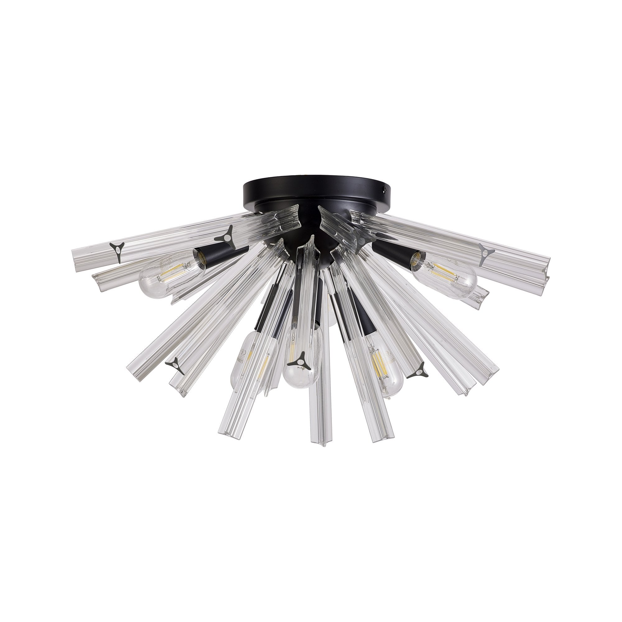 NL88159 Clover 6 Light Ceiling Light Matt Black Clear