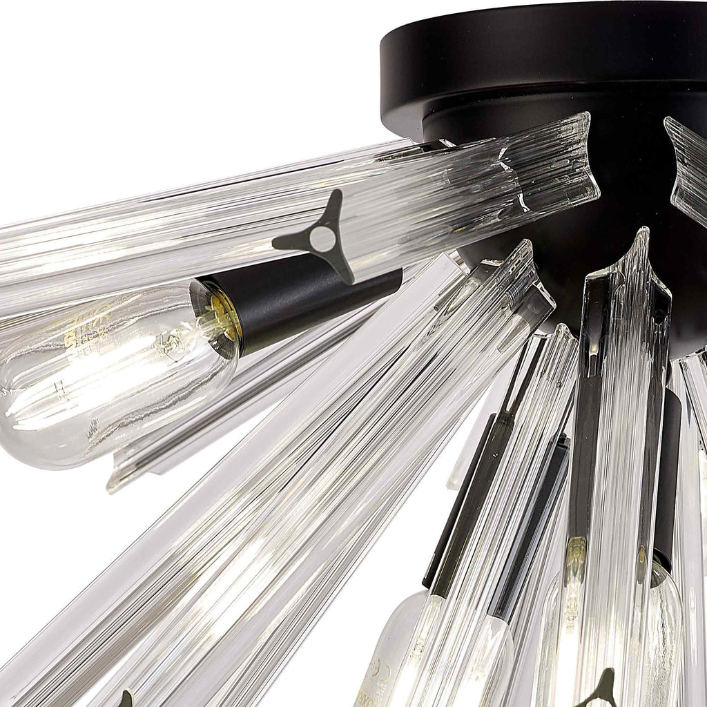 NL88159 Clover 6 Light Ceiling Light Matt Black Clear