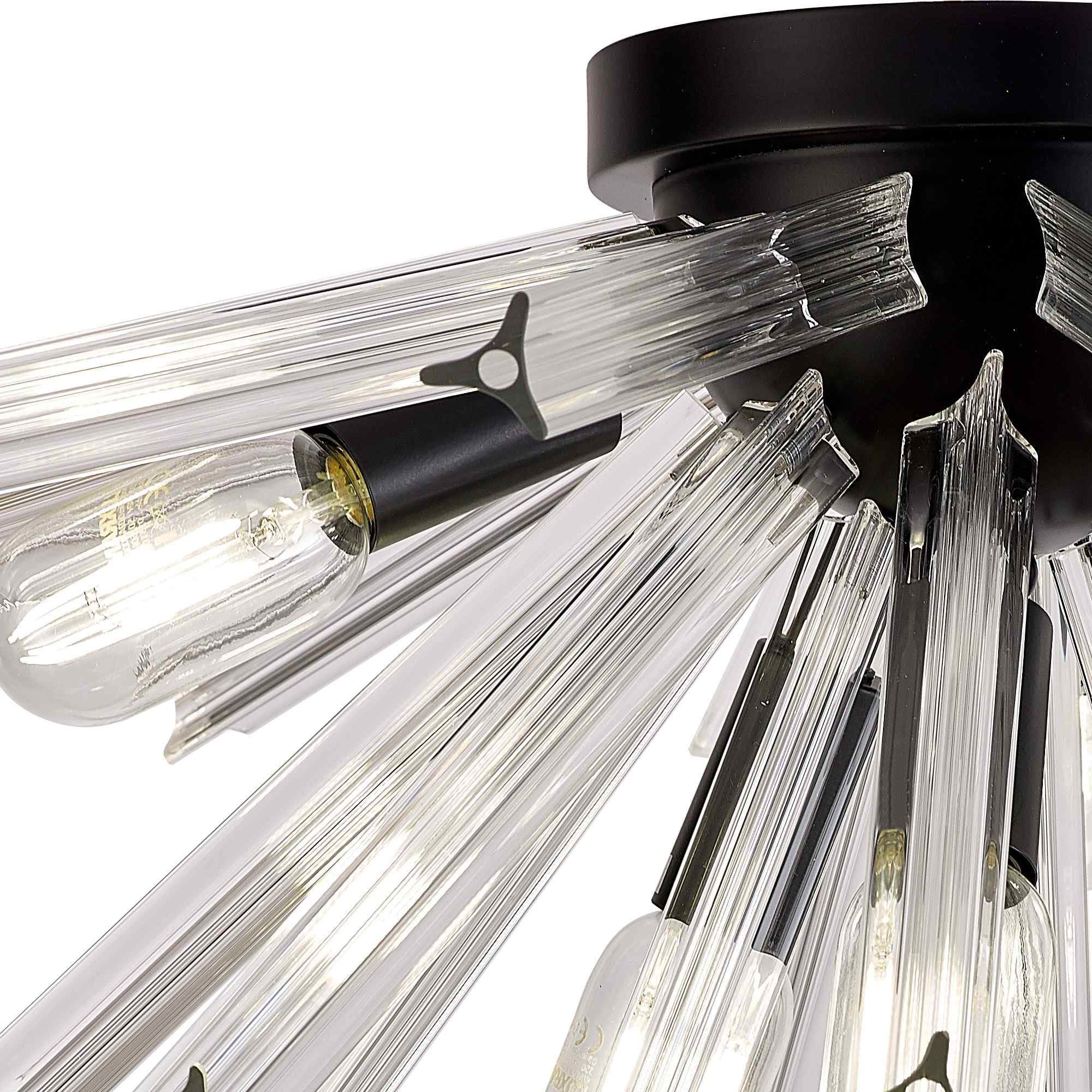 NL88159 Clover 6 Light Ceiling Light Matt Black Clear