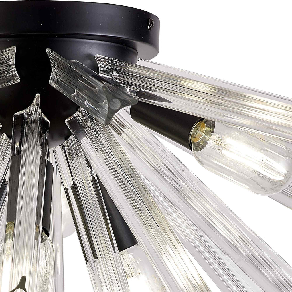 NL88159 Clover 6 Light Ceiling Light Matt Black Clear