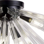 NL88159 Clover 6 Light Ceiling Light Matt Black Clear