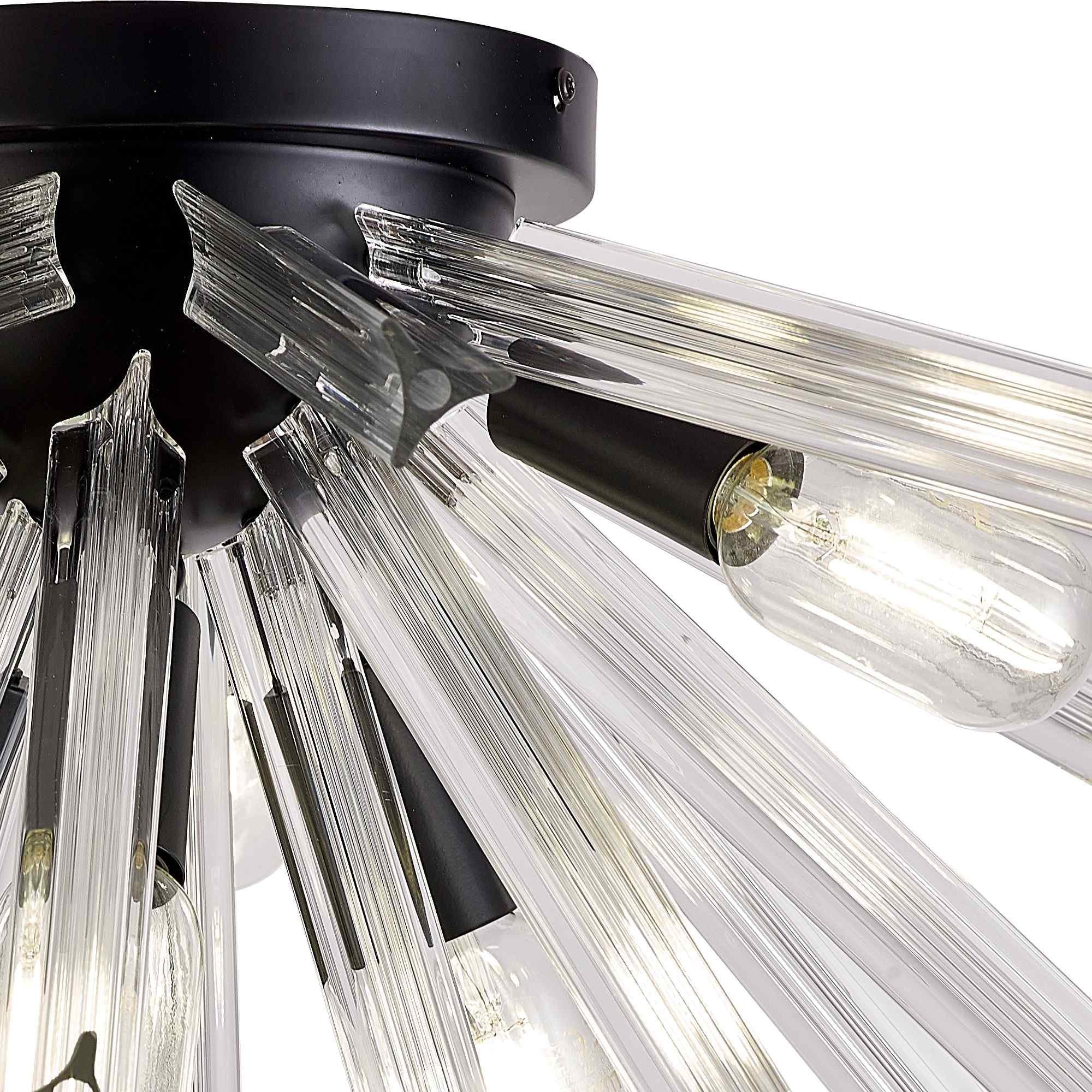 NL88159 Clover 6 Light Ceiling Light Matt Black Clear