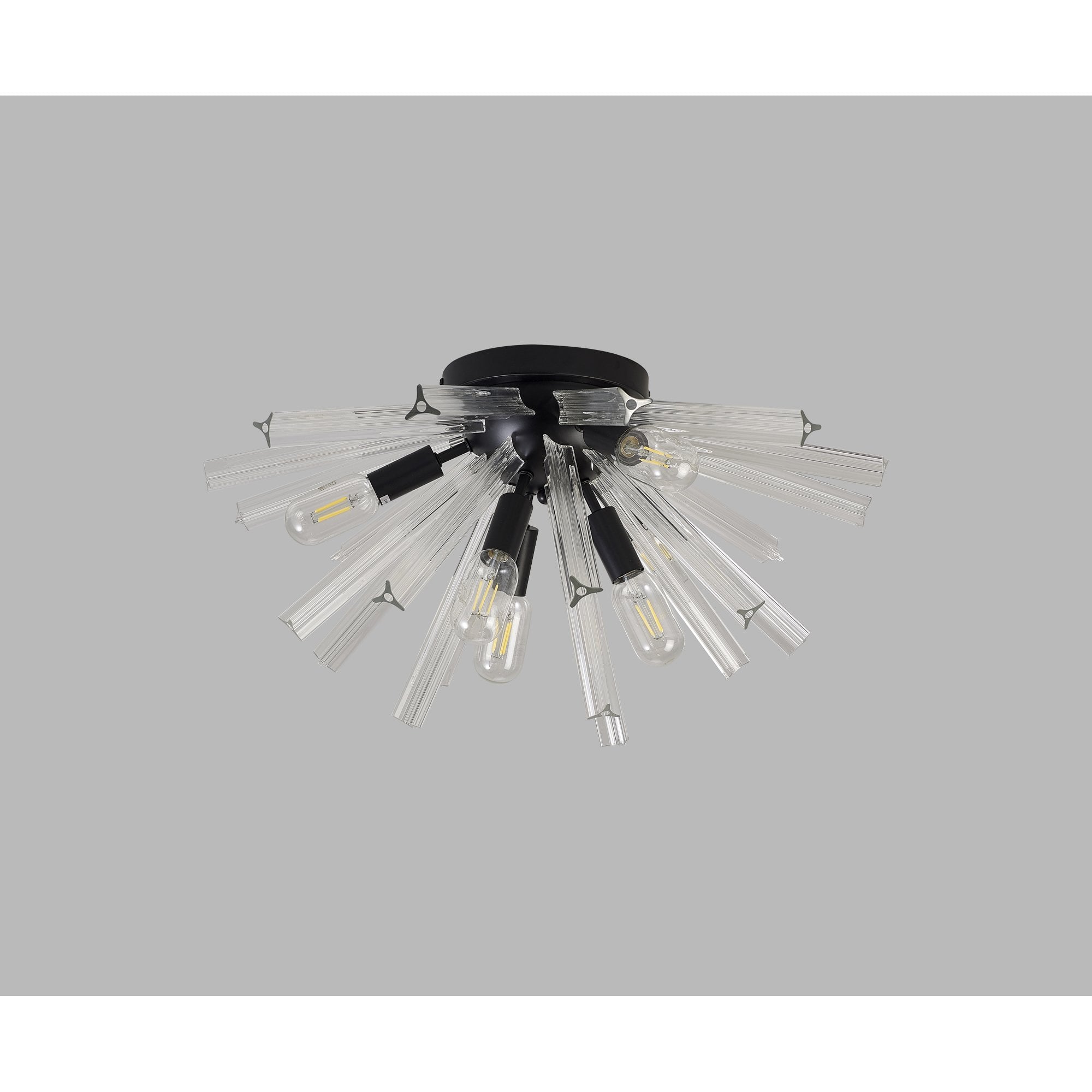 NL88159 Clover 6 Light Ceiling Light Matt Black Clear