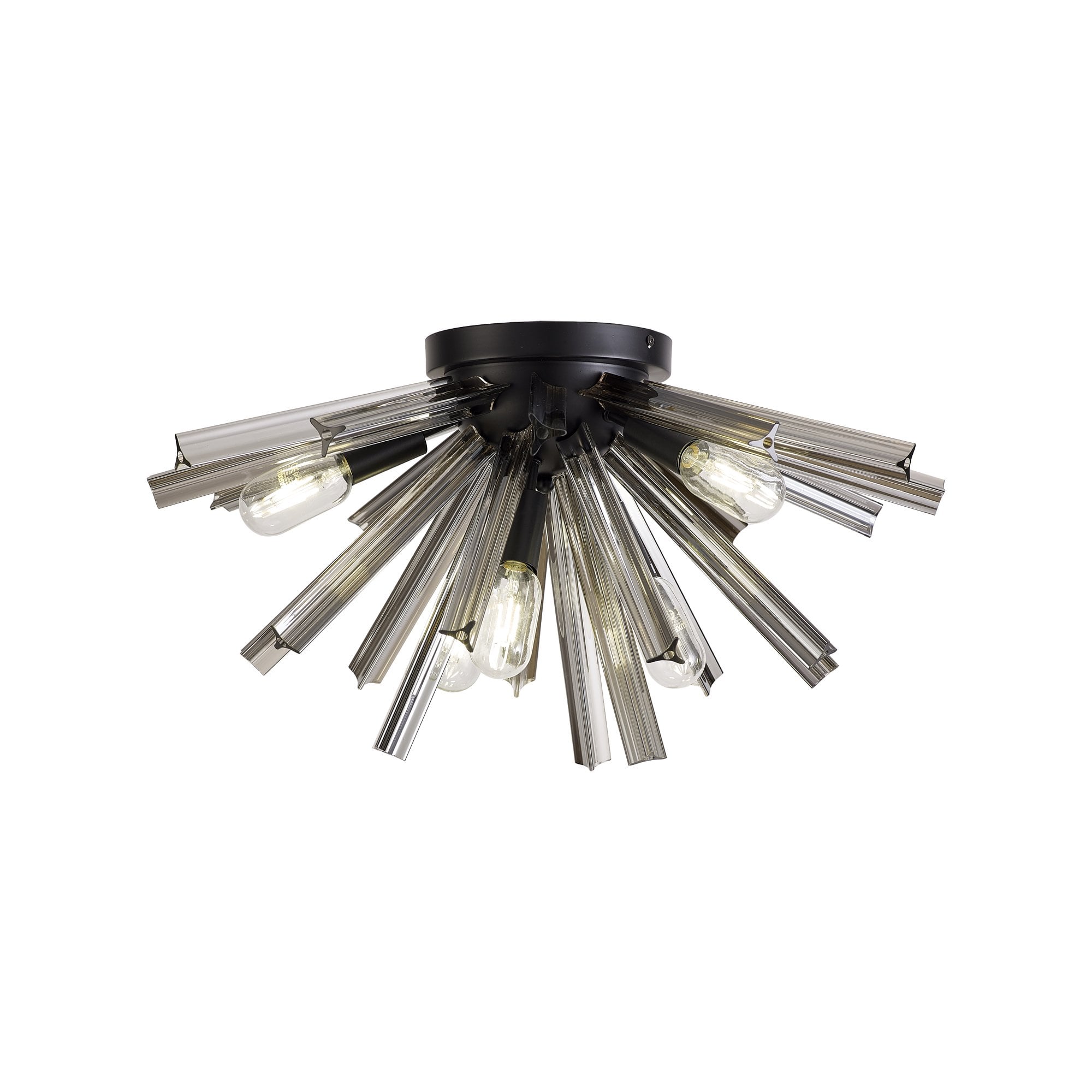 NL88169 Clover 6 Light Ceiling Light Matt Black Smoke