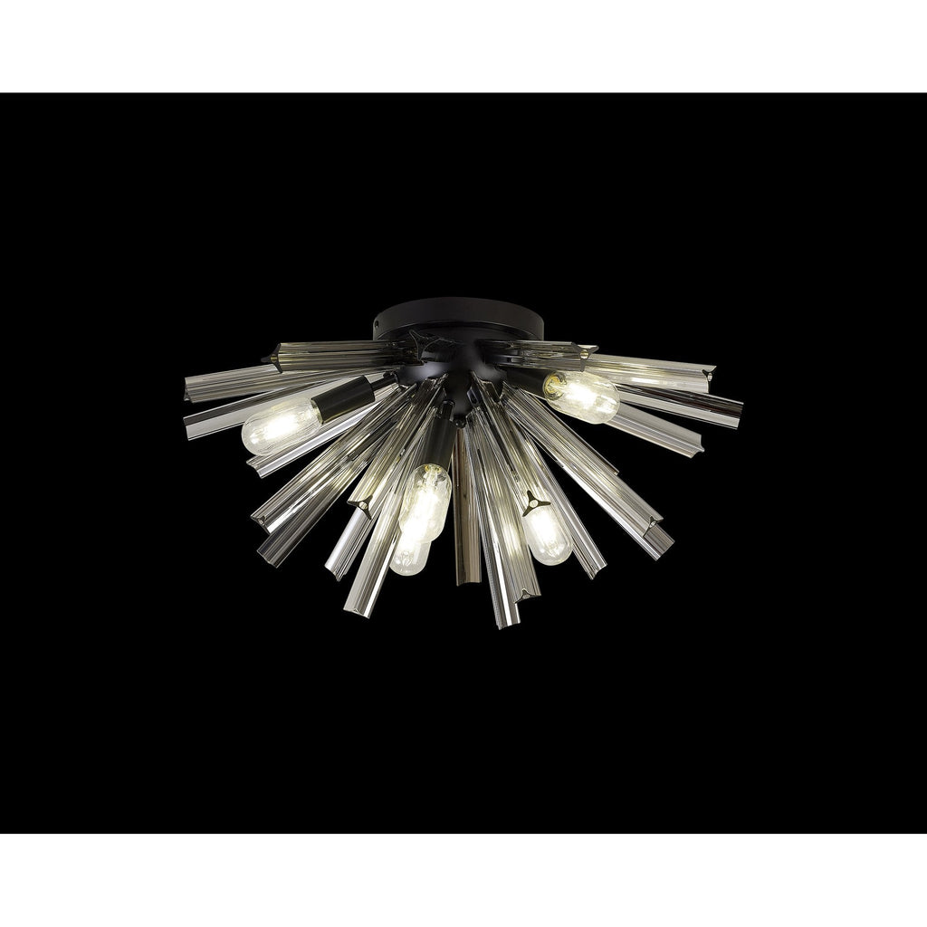 NL88169 Clover 6 Light Ceiling Light Matt Black Smoke