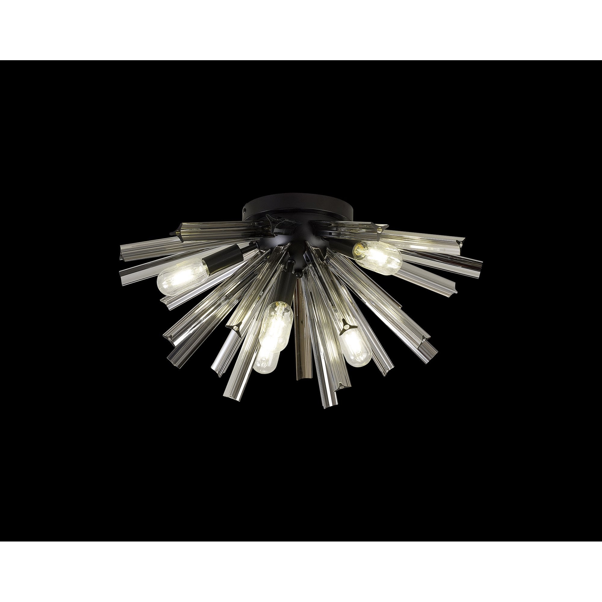 NL88169 Clover 6 Light Ceiling Light Matt Black Smoke
