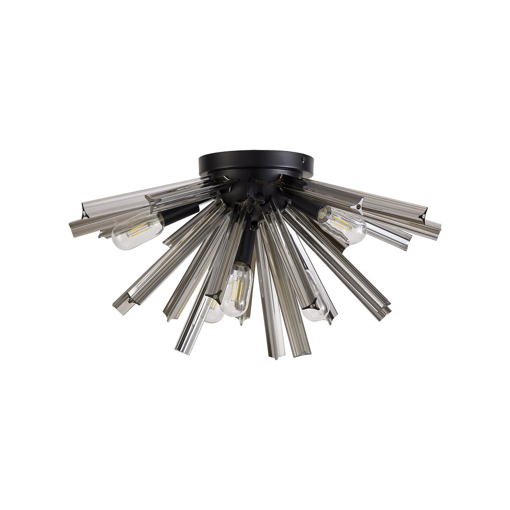 NL88169 Clover 6 Light Ceiling Light Matt Black Smoke