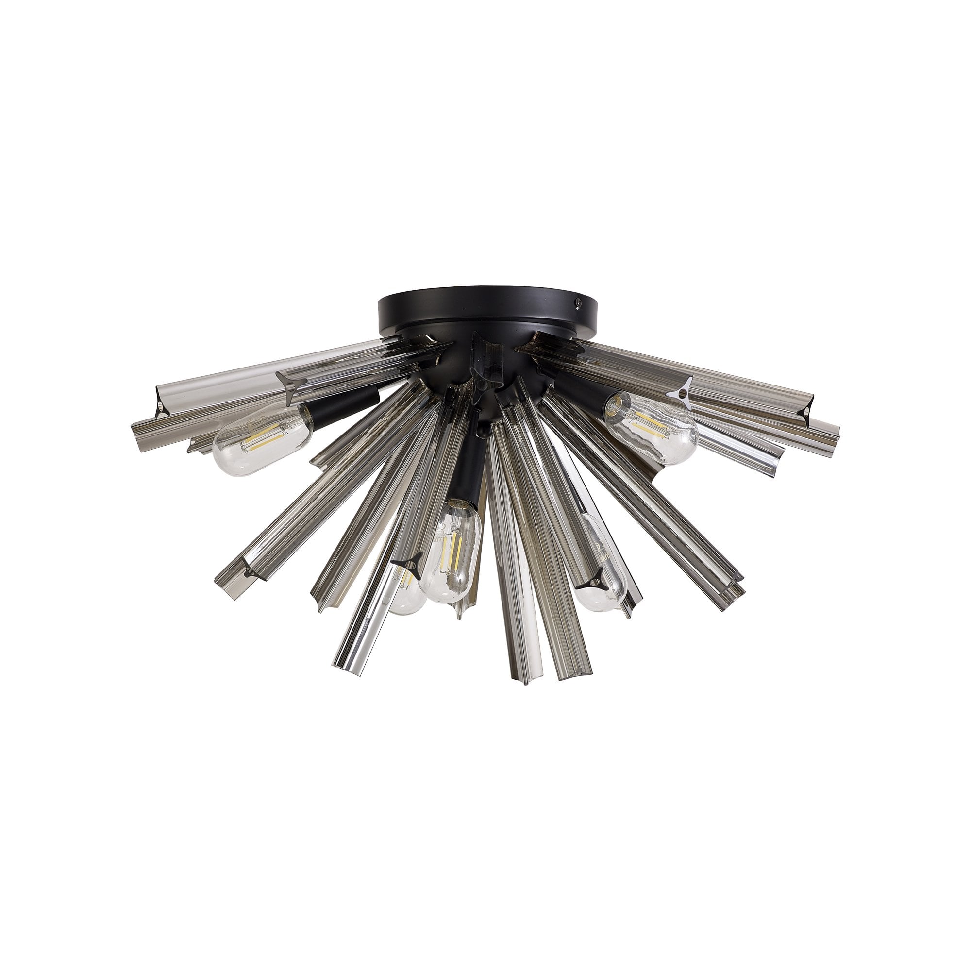 NL88169 Clover 6 Light Ceiling Light Matt Black Smoke