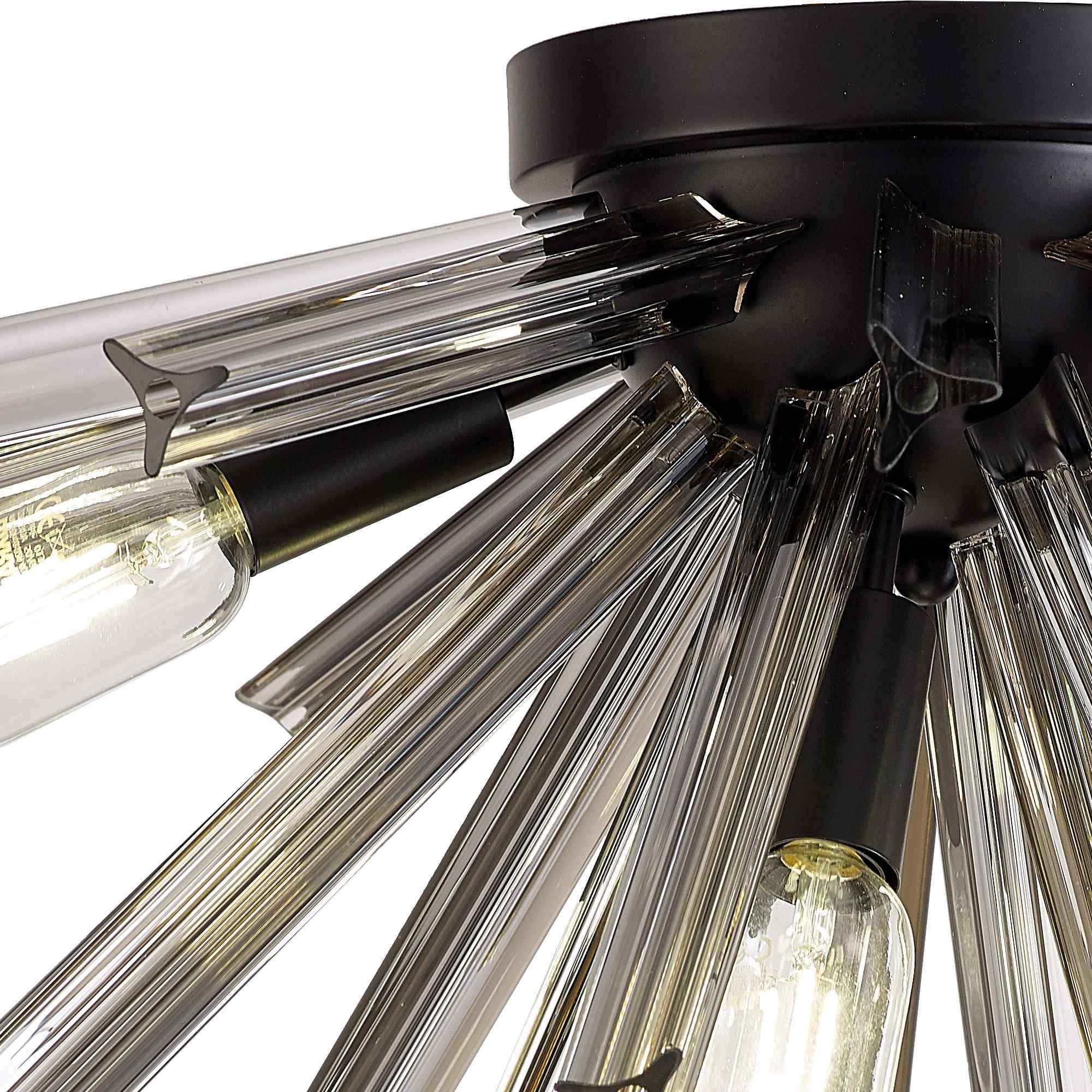 NL88169 Clover 6 Light Ceiling Light Matt Black Smoke