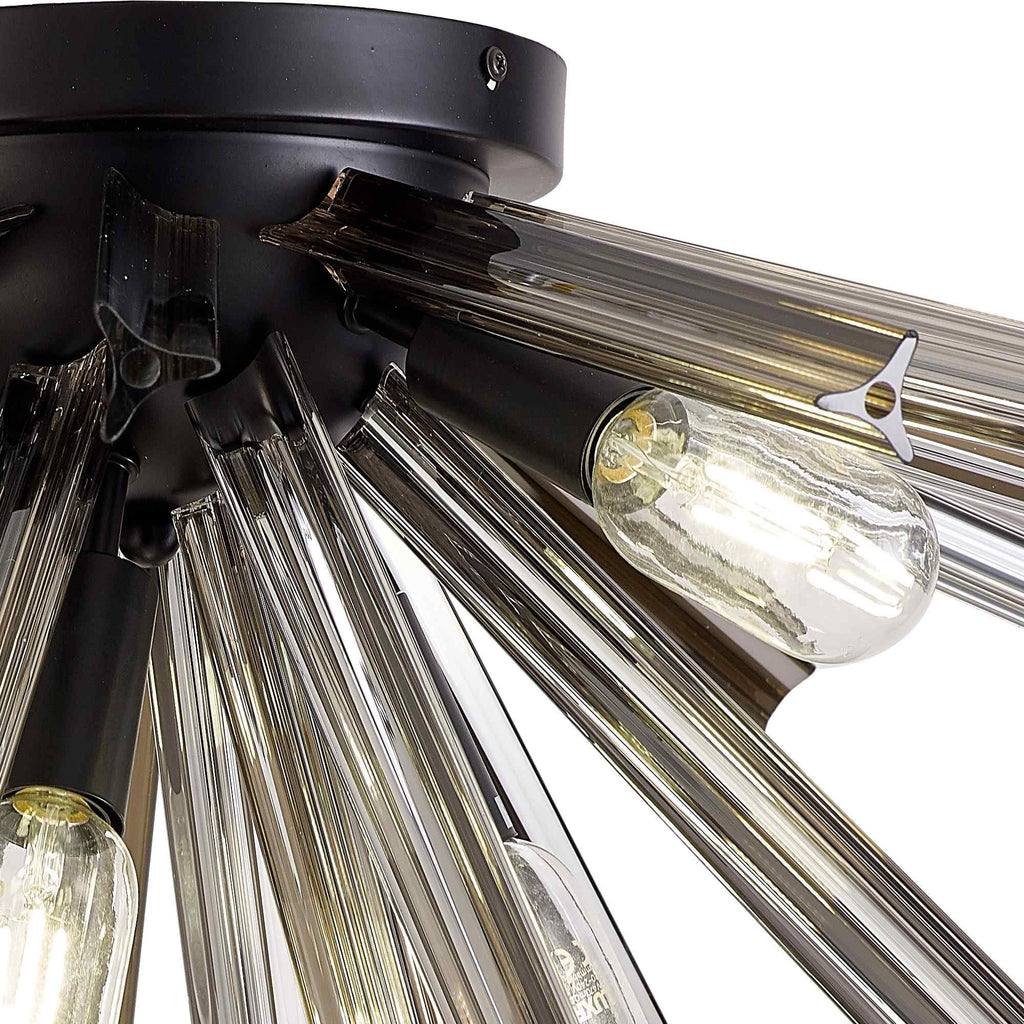NL88169 Clover 6 Light Ceiling Light Matt Black Smoke