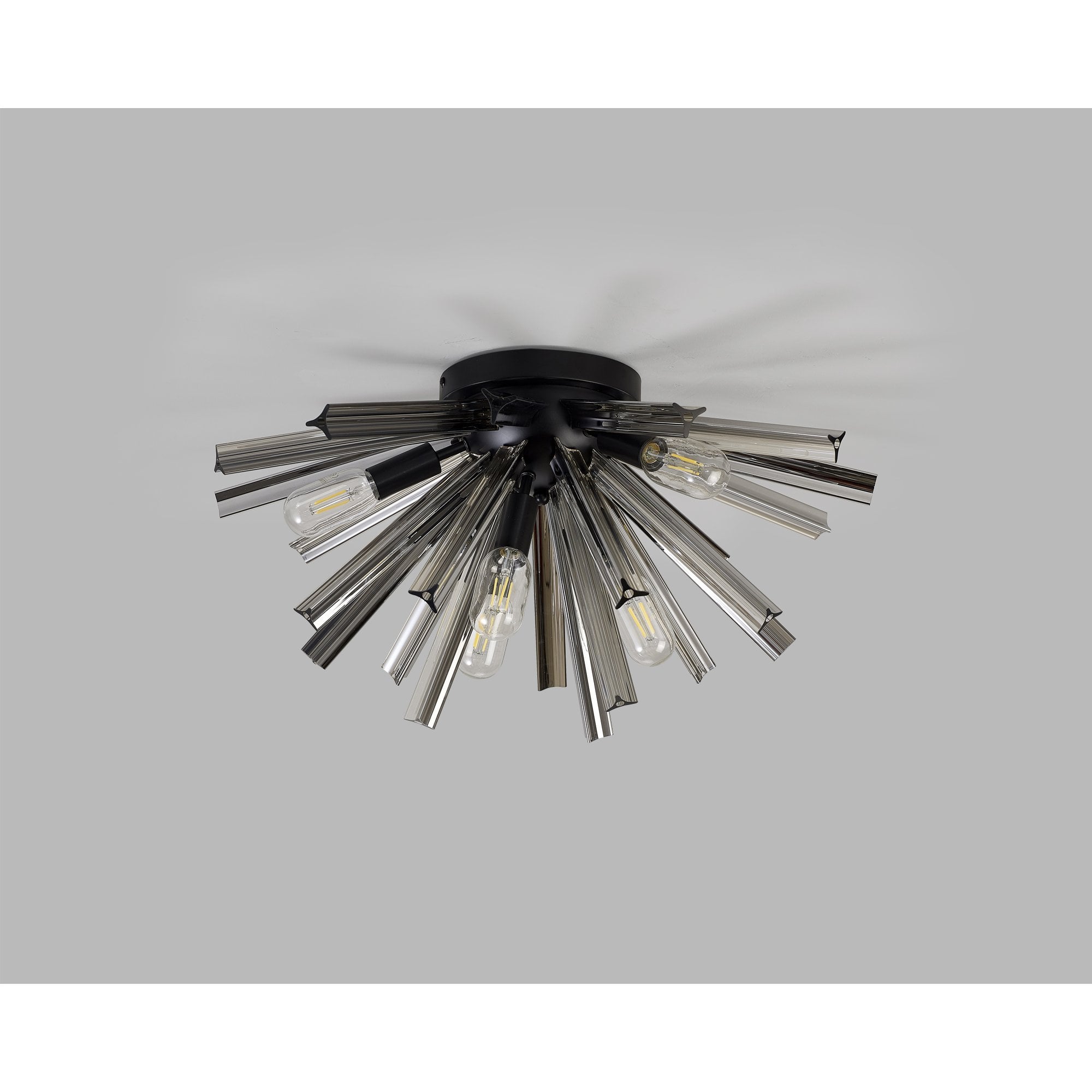 NL88169 Clover 6 Light Ceiling Light Matt Black Smoke