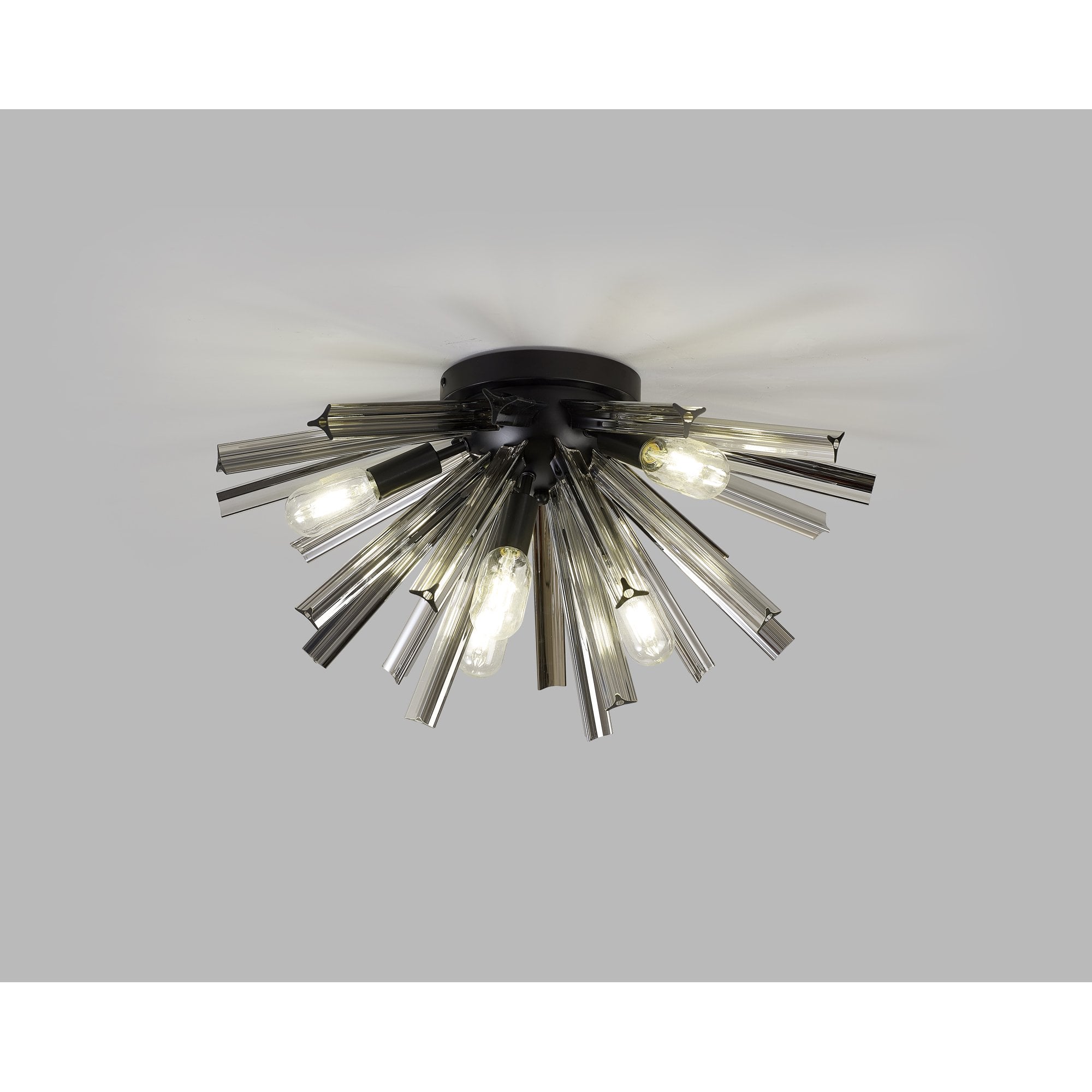 NL88169 Clover 6 Light Ceiling Light Matt Black Smoke