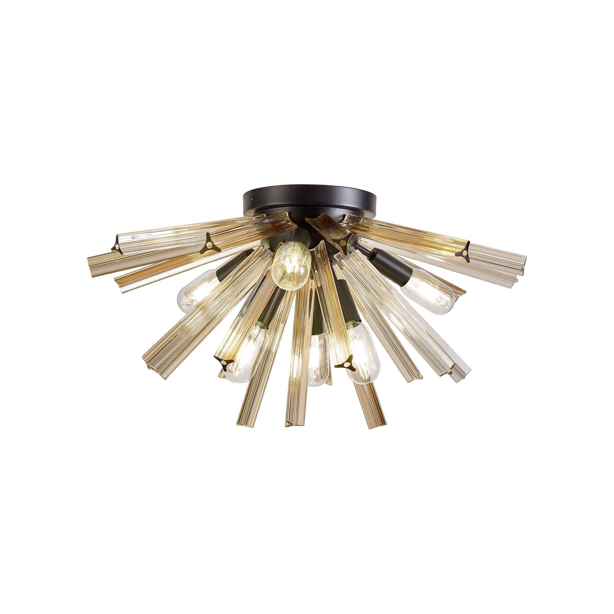 NL88179 Clover 6 Light Ceiling Light Matt Black Champagne Gold