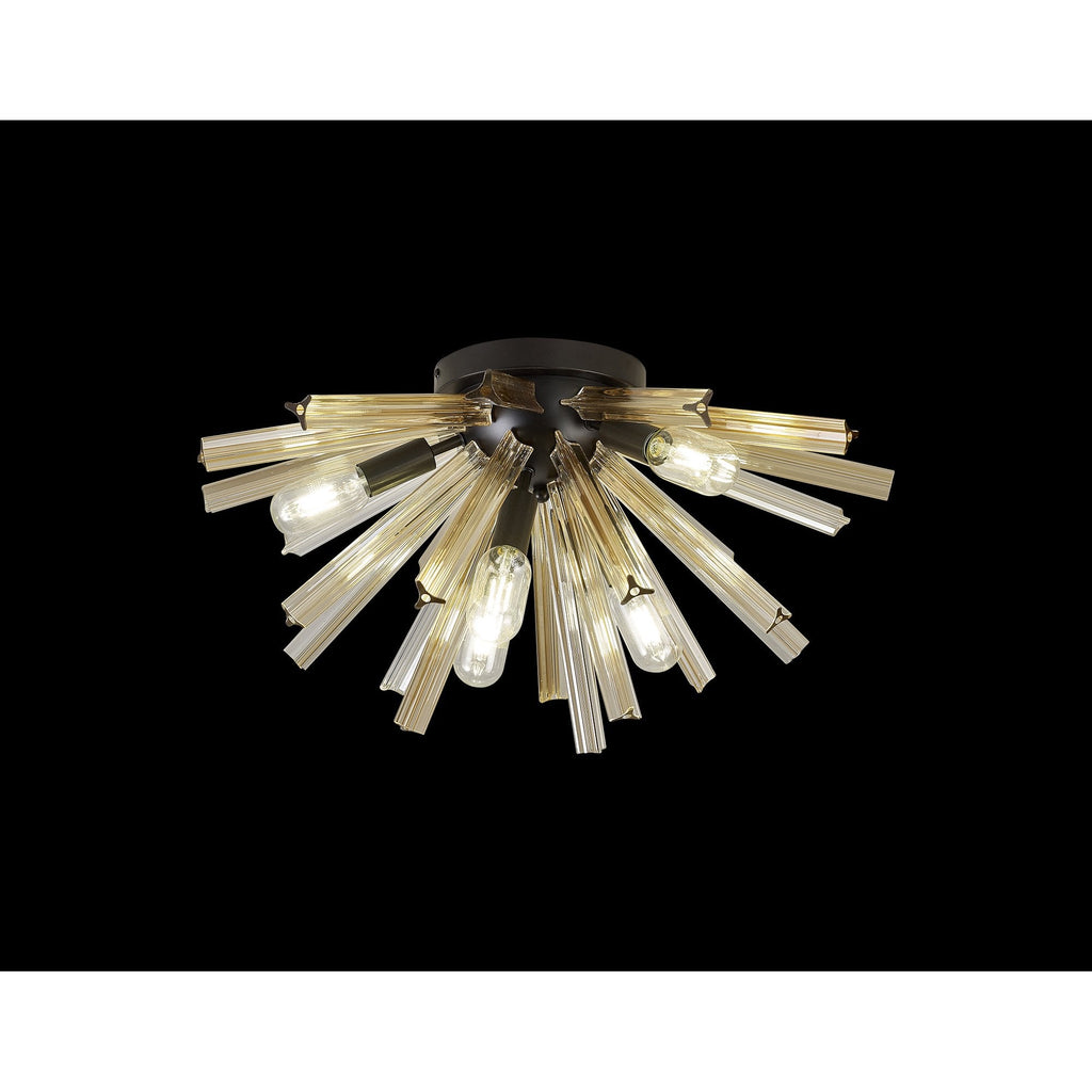 NL88179 Clover 6 Light Ceiling Light Matt Black Champagne Gold