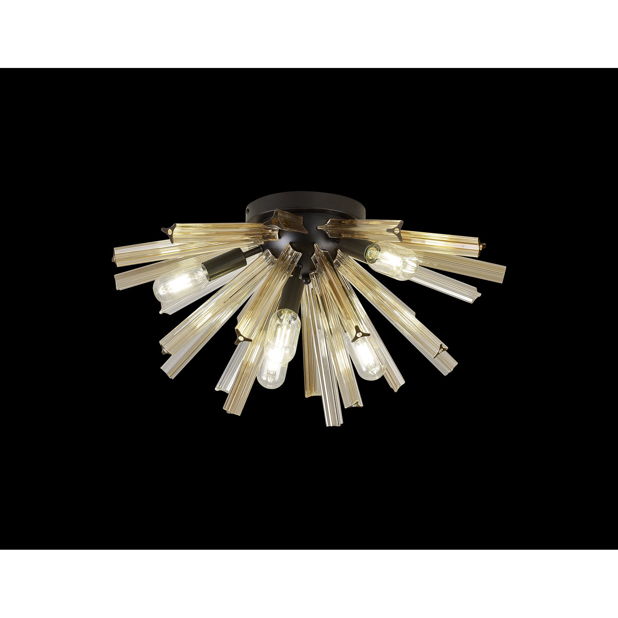 NL88179 Clover 6 Light Ceiling Light Matt Black Champagne Gold