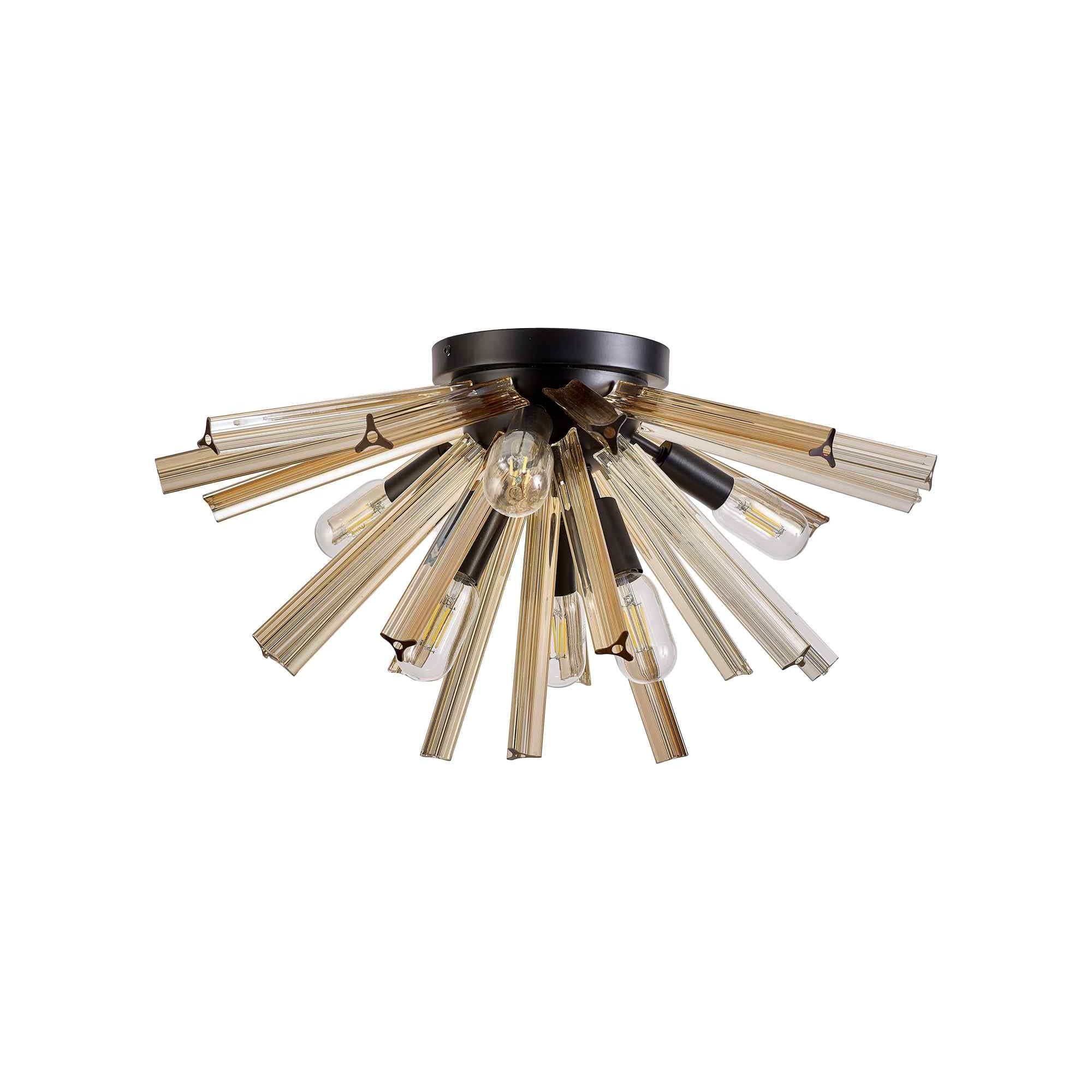 NL88179 Clover 6 Light Ceiling Light Matt Black Champagne Gold