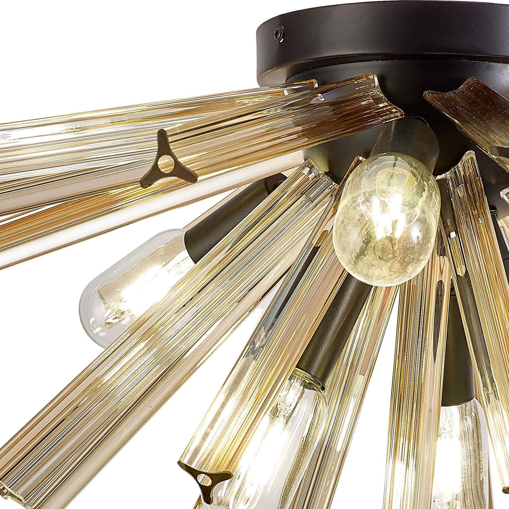 NL88179 Clover 6 Light Ceiling Light Matt Black Champagne Gold