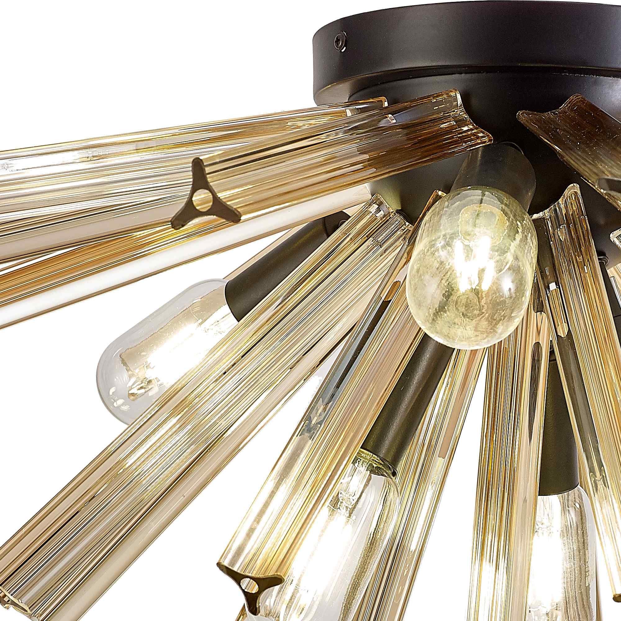 NL88179 Clover 6 Light Ceiling Light Matt Black Champagne Gold