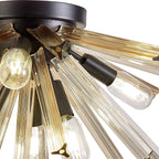 NL88179 Clover 6 Light Ceiling Light Matt Black Champagne Gold