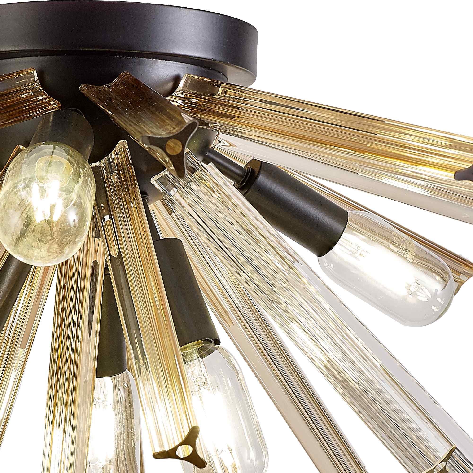 NL88179 Clover 6 Light Ceiling Light Matt Black Champagne Gold