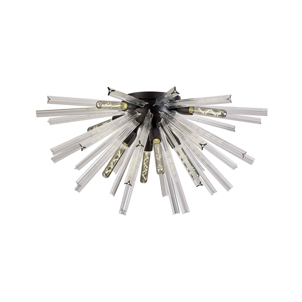 NL88189 Clover 8 Light Ceiling Light Matt Black Clear