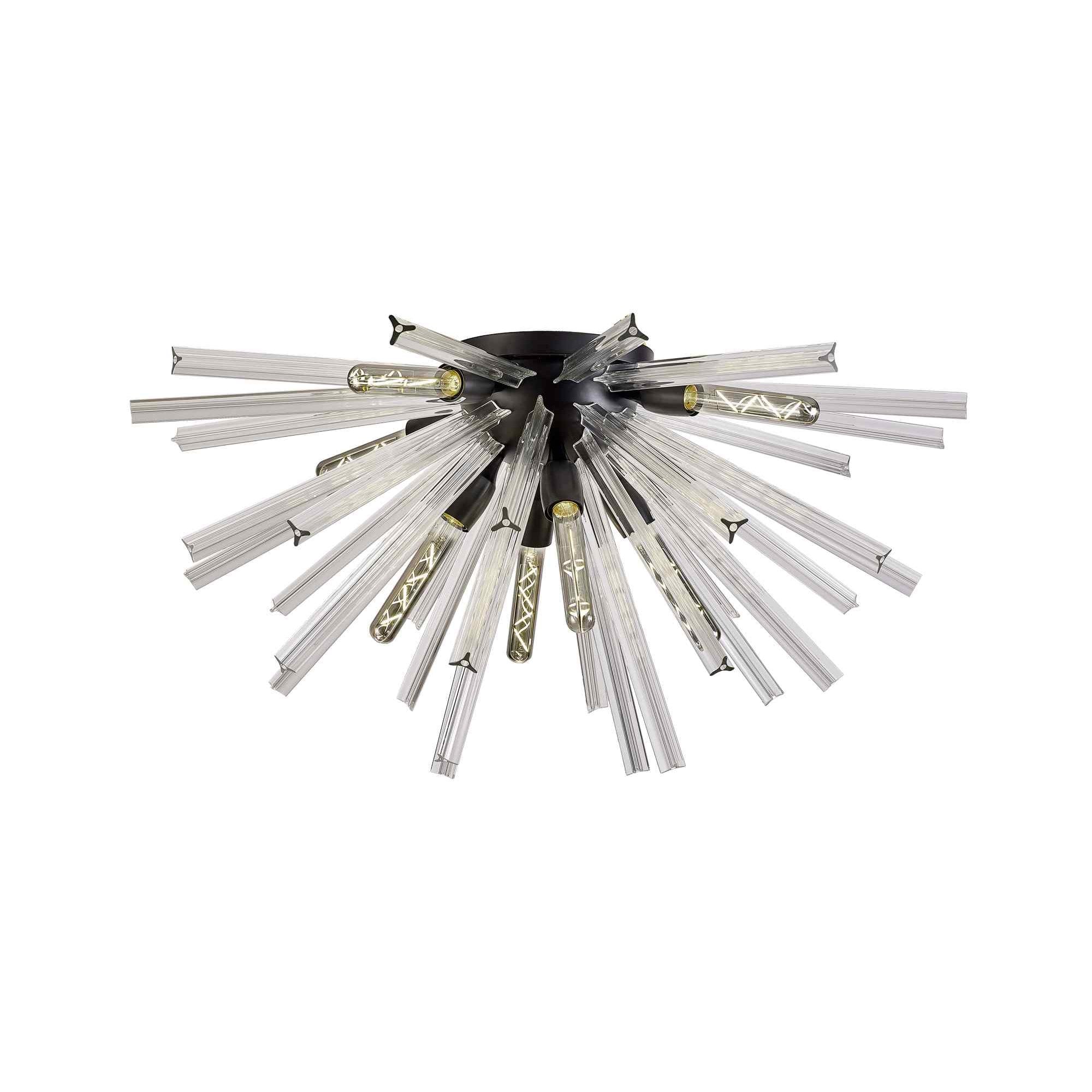 NL88189 Clover 8 Light Ceiling Light Matt Black Clear