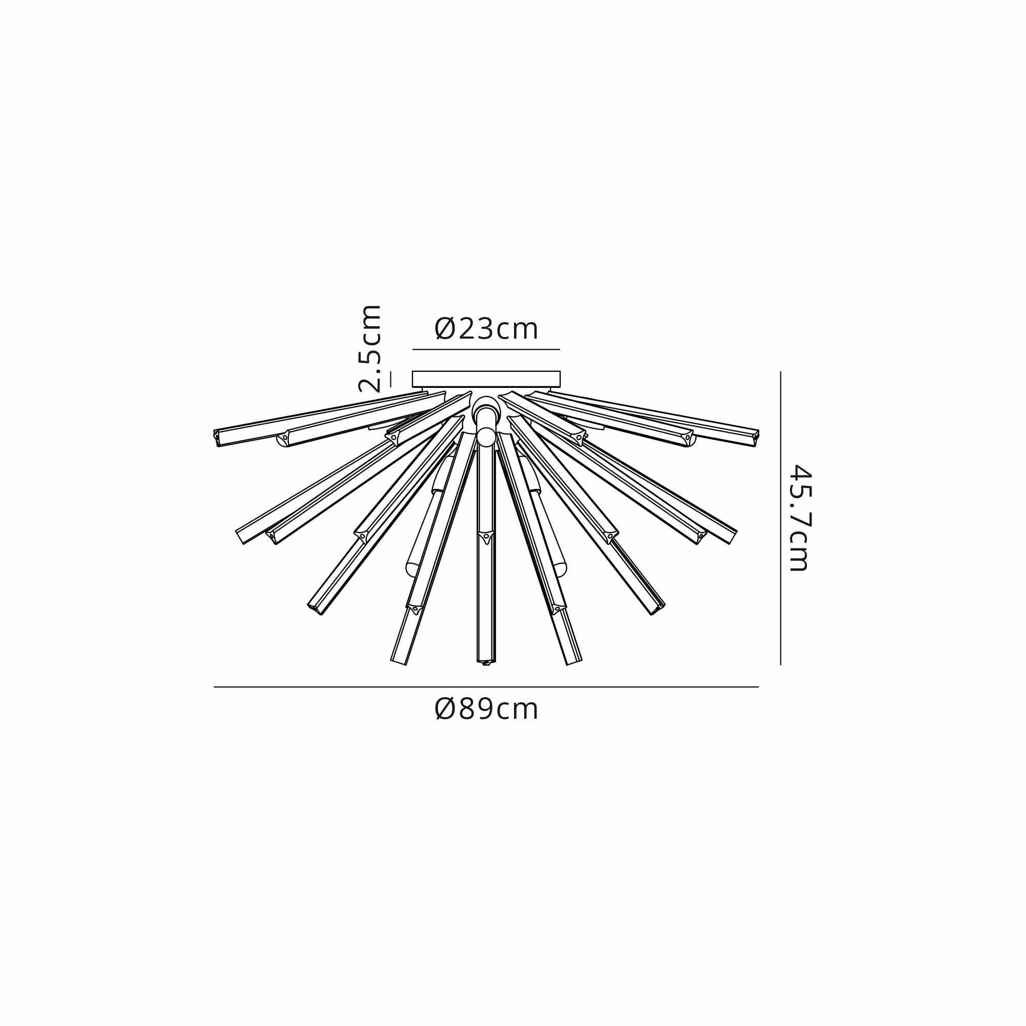 NL88189 Clover 8 Light Ceiling Light Matt Black Clear