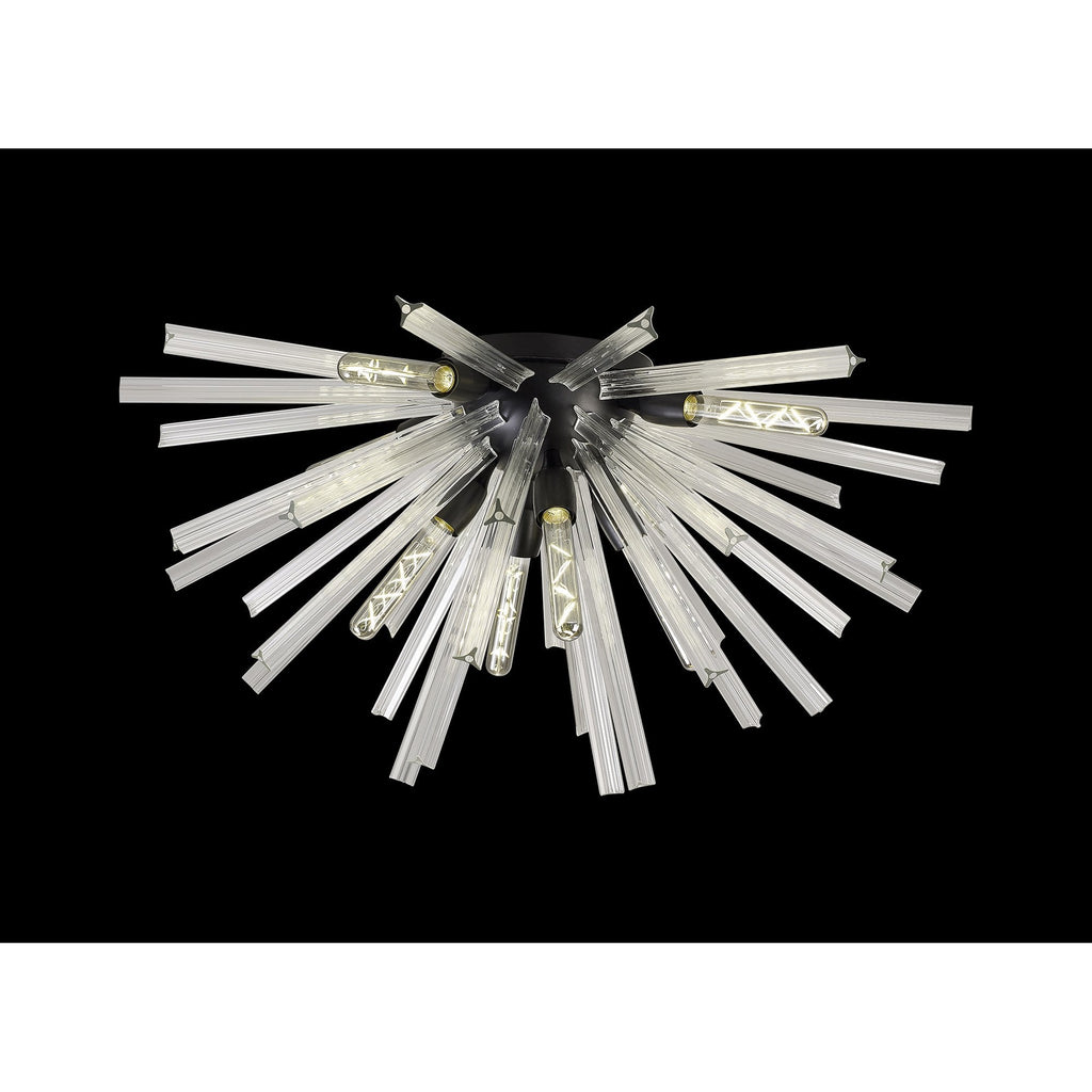 NL88189 Clover 8 Light Ceiling Light Matt Black Clear