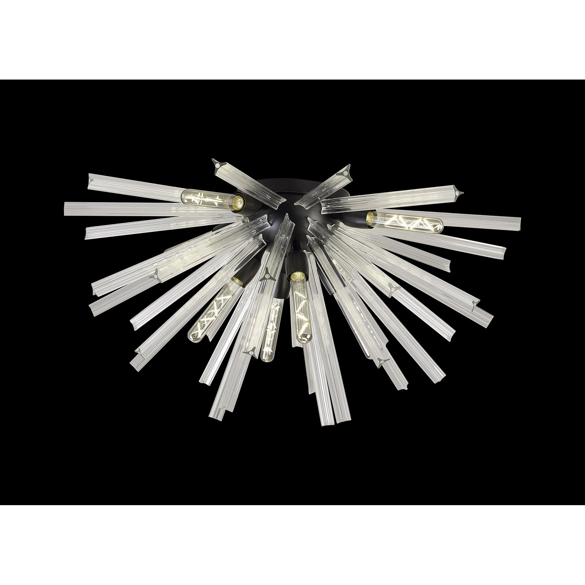 NL88189 Clover 8 Light Ceiling Light Matt Black Clear