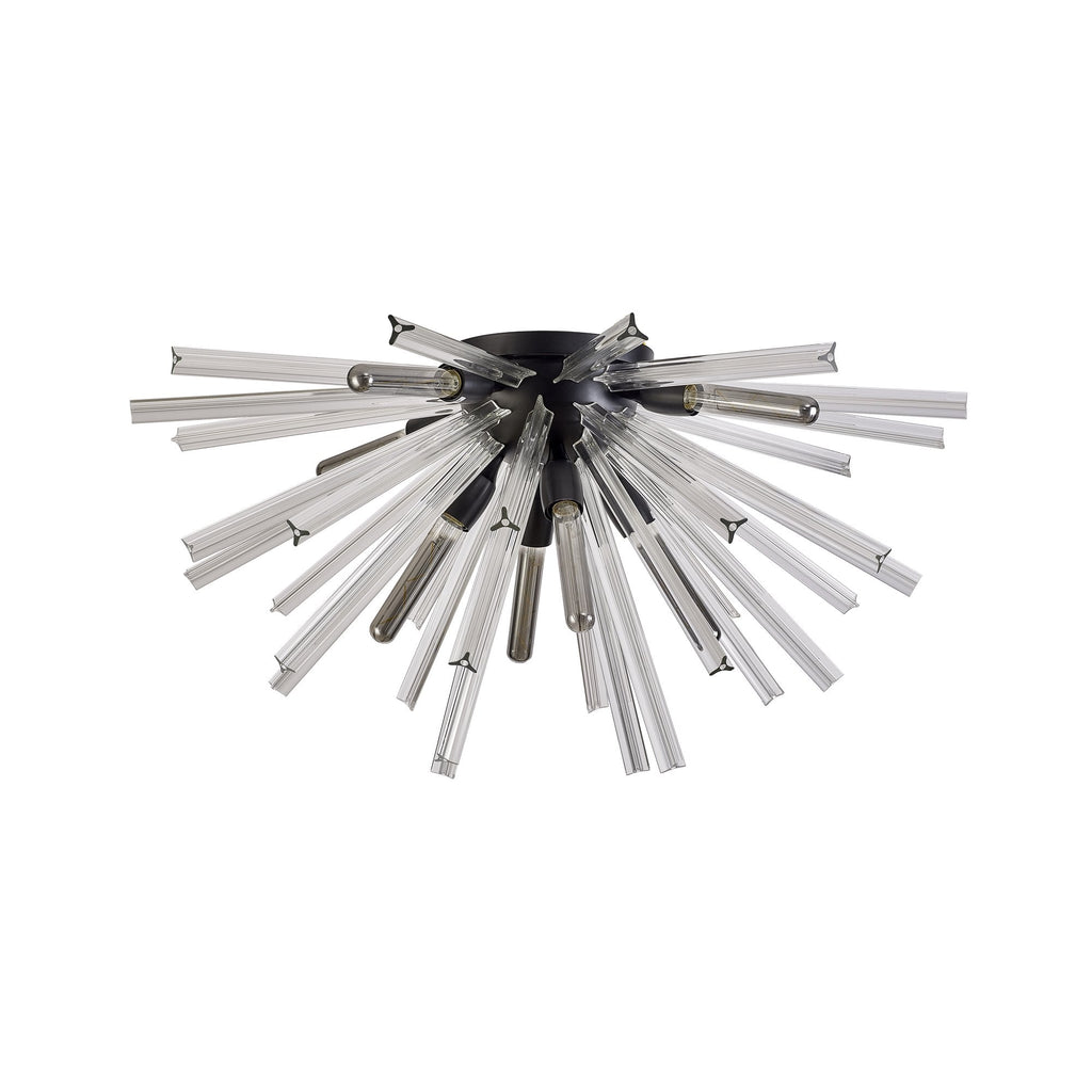 NL88189 Clover 8 Light Ceiling Light Matt Black Clear