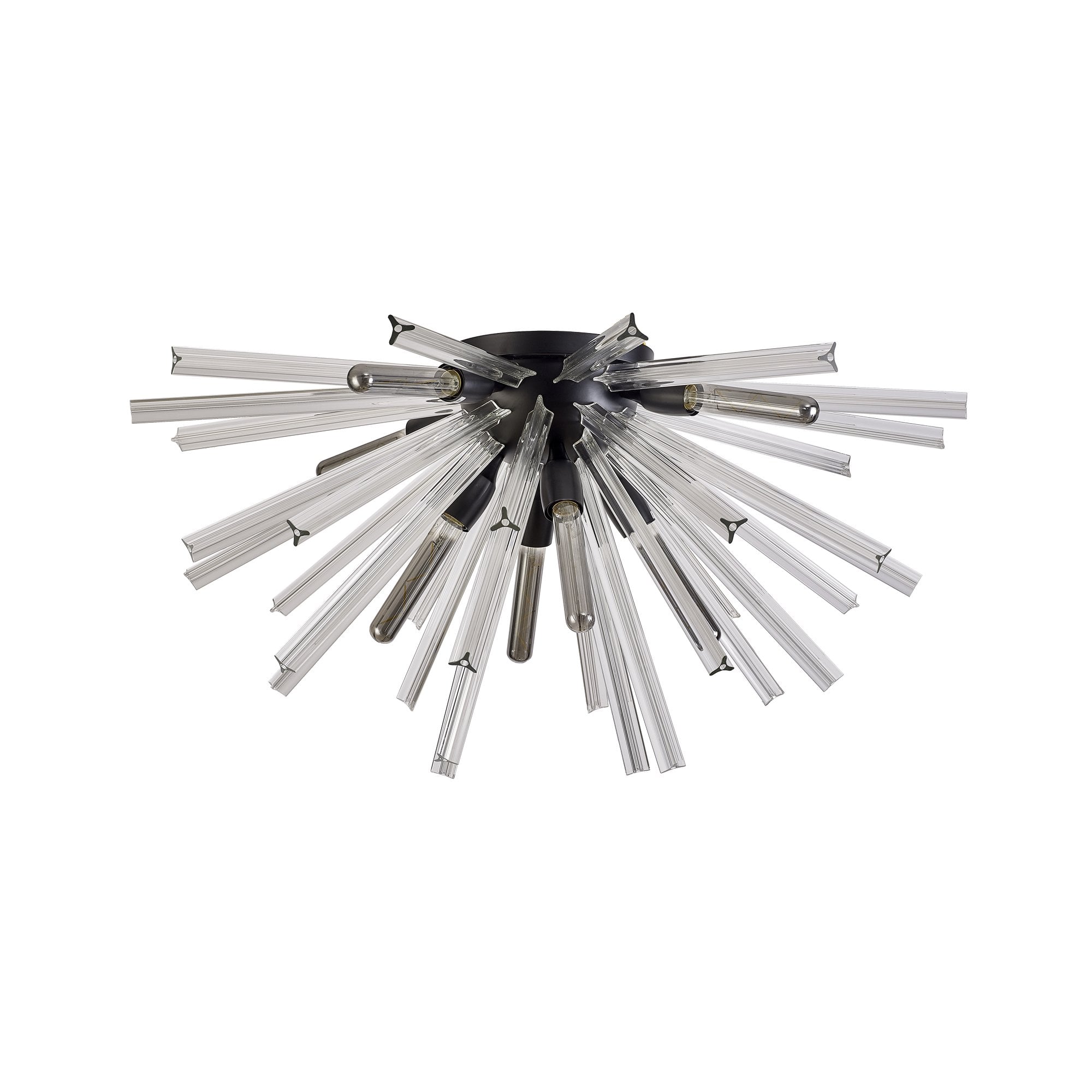 NL88189 Clover 8 Light Ceiling Light Matt Black Clear